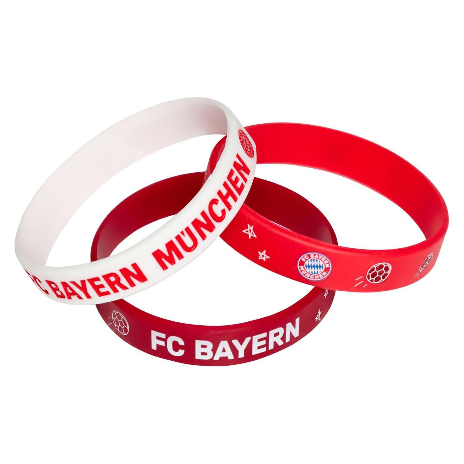 FC Bayern München Armband Set FC BAYERN MÜNCHEN Kinder-Armband Silikon 3er-Set rot+weiß