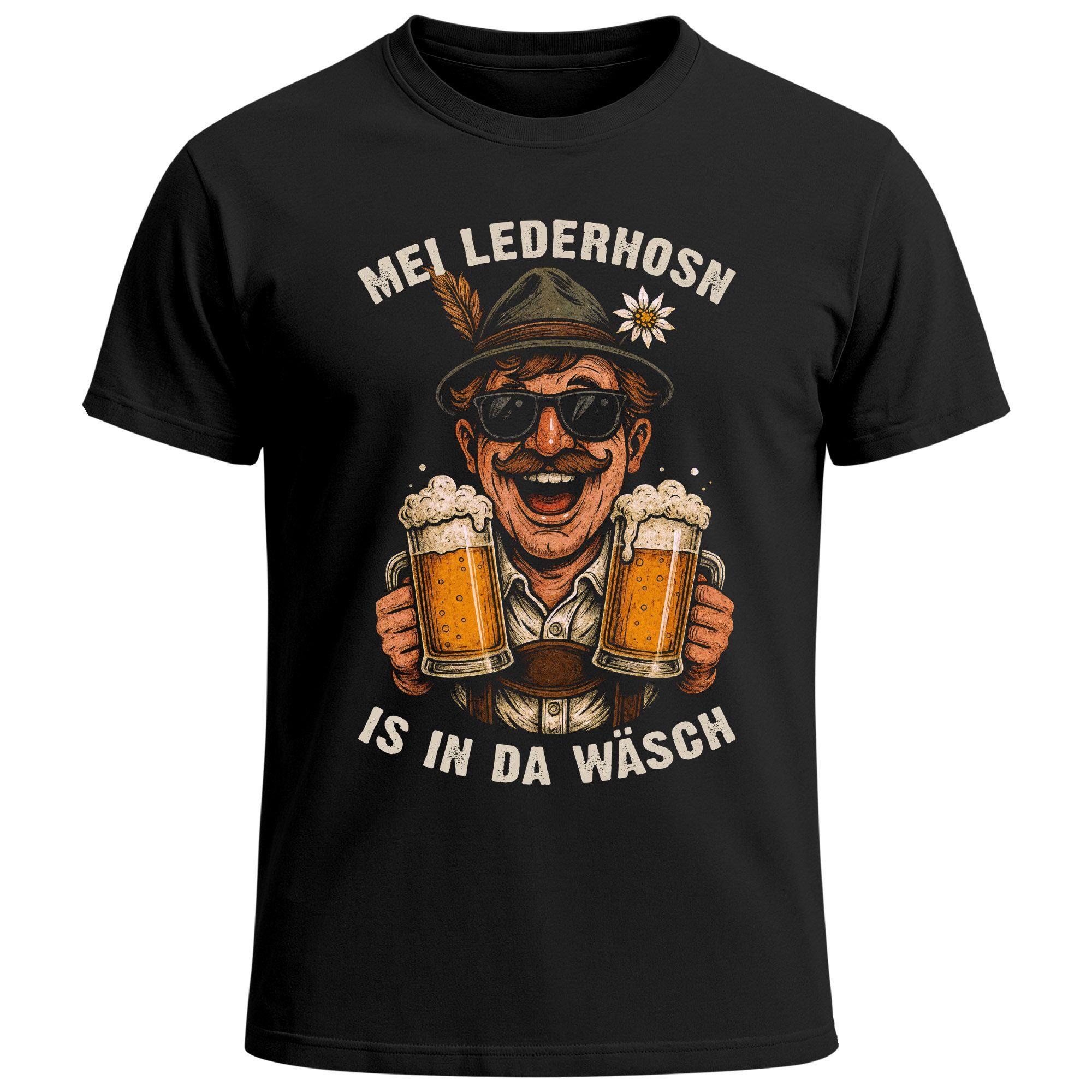 MoonWorks Print-Shirt Herren T-Shirt für das Oktoberfest – Mei Lederhosen is in da Wäsch – mit Print