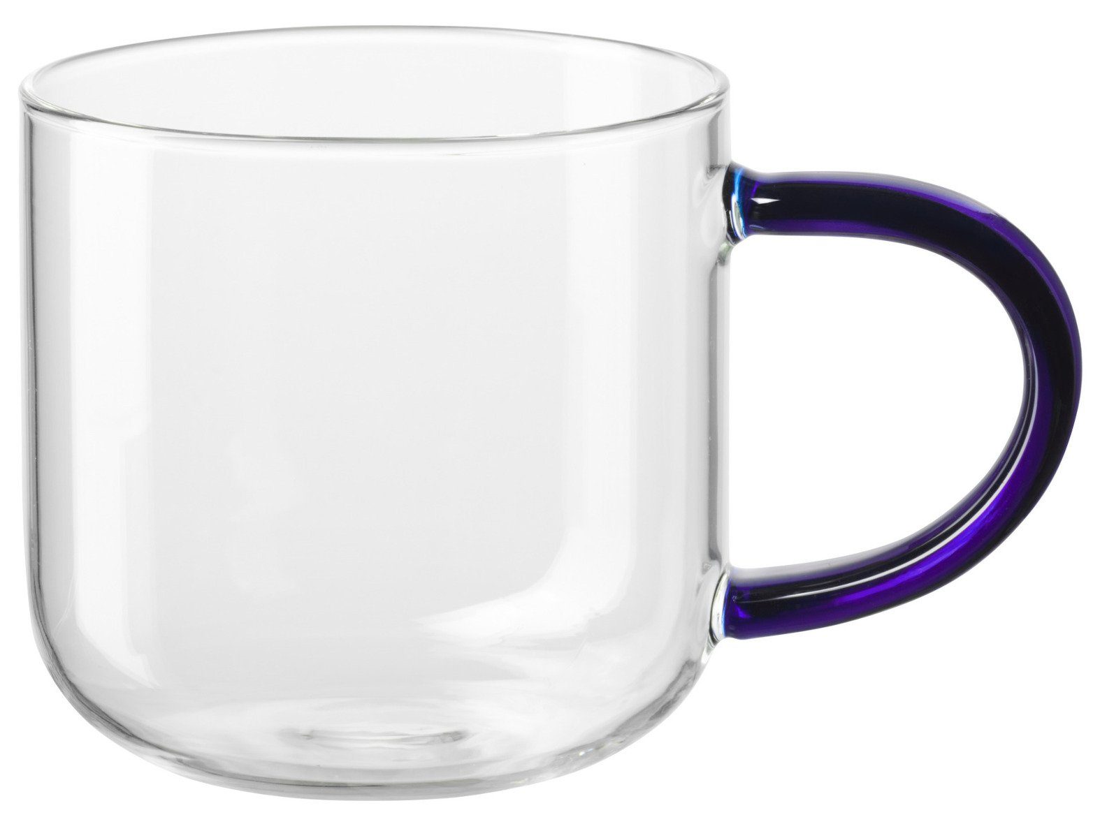 Becher coppa Glas Becher mit blauem Henkel 0,4l