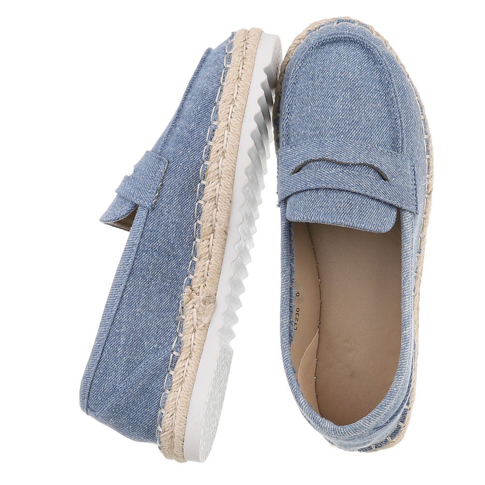 Ital-Design Elegante Freizeitschuhe für Damen mit rutschfester Sohle Slipper (89322741) Flach Mokassins in Hellblau
