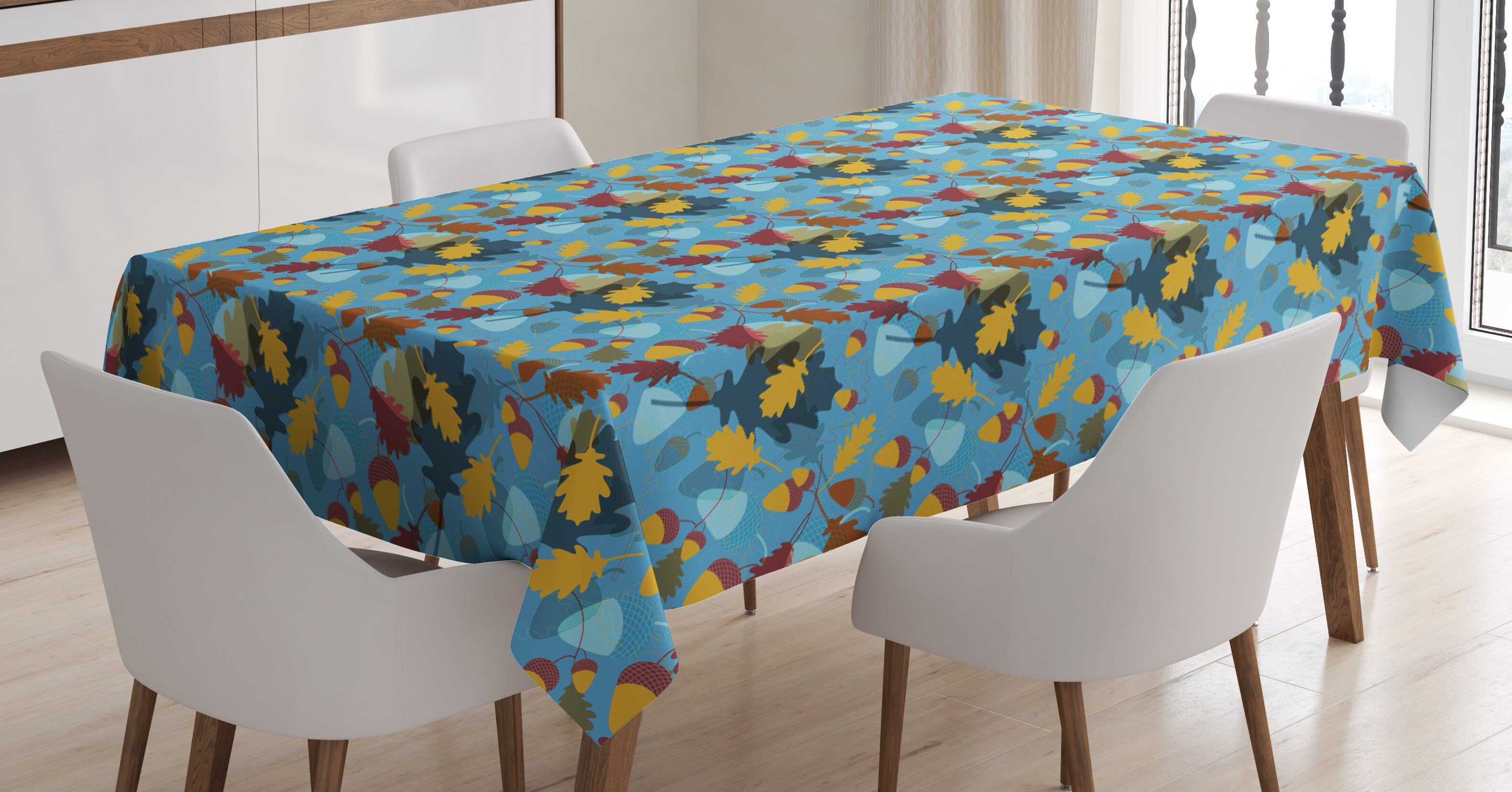 Abakuhaus Tischdecke Farbfest Waschbar Für den Außen Bereich geeignet Klare Farben, Eichel Abstrakt überlappte Stück | Tischdecken