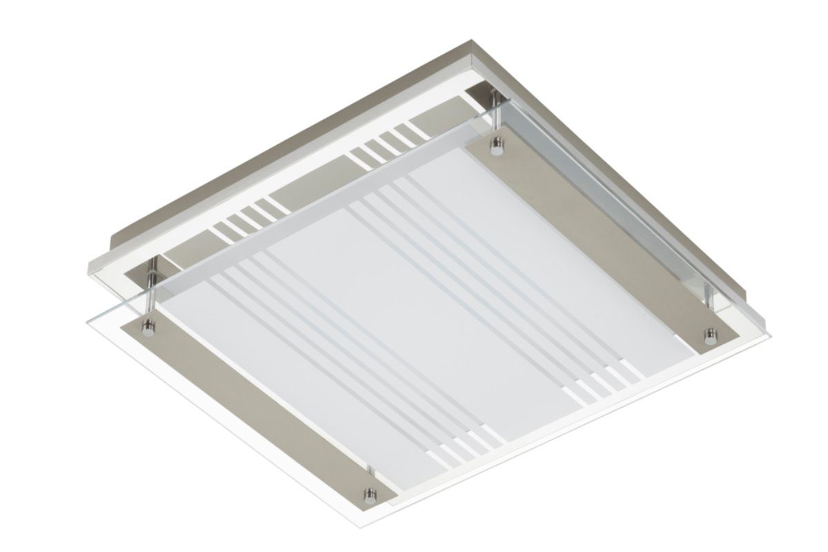 Briloner Leuchten Aufbauleuchte LED Deckenlampe Chrom Glas Dimmbar 3-Stufen 24W Warmweiß 44x40x8,5cm