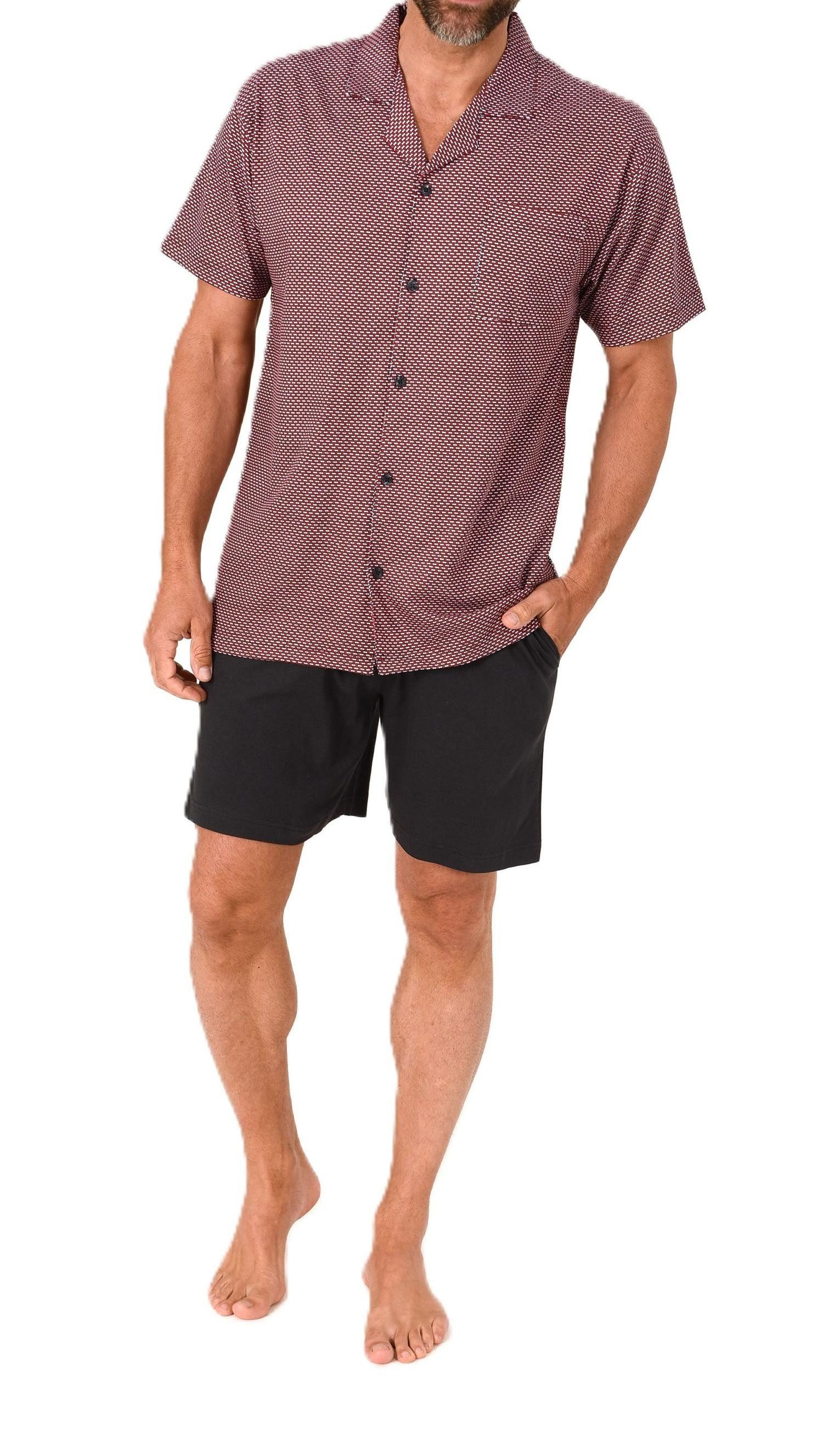 Normann Pyjama Herren Kurzarm Schlafanzug Shorty zum durchknöpfen, auch in Übergröße