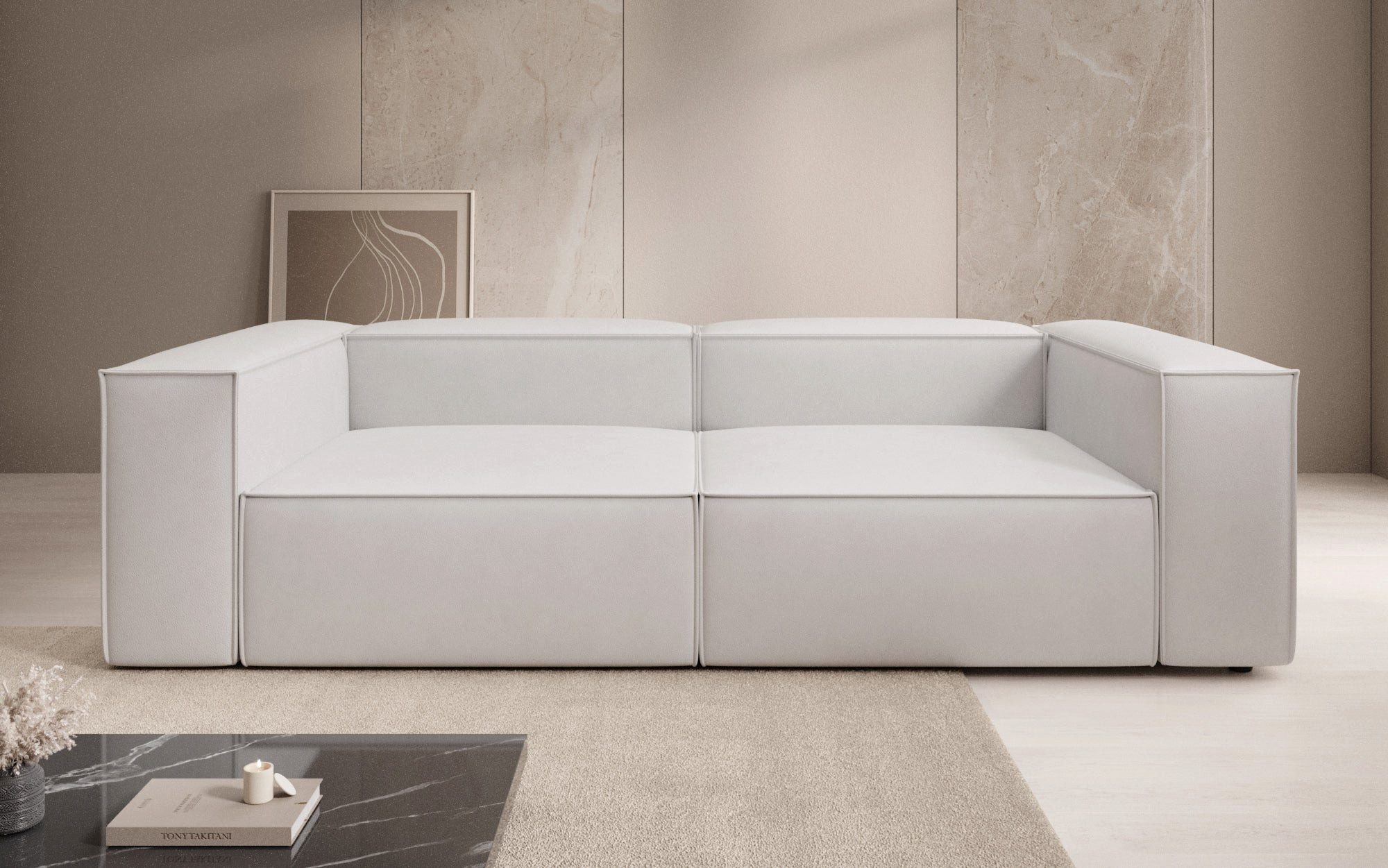 Luxusbetten24 Sofa Designer Sofa Lesley 3 Sitzer, mit Bezug aus Echtleder