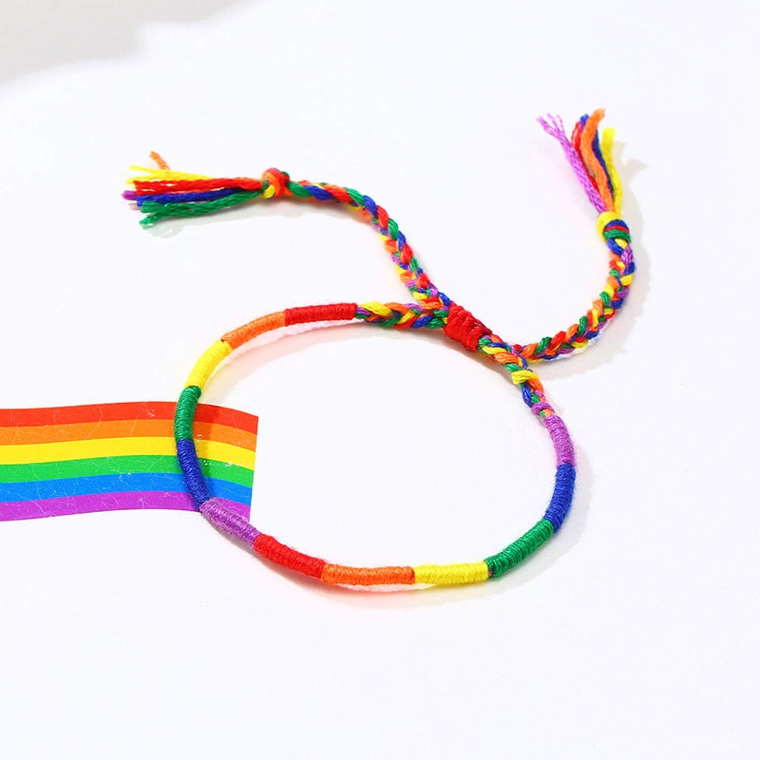 Haiaveng Freundschaftsarmband 2Pcs Gewebtes Armbänder, Seil Regenbogen Freundschaftsarmband LGBTQ einstellbar geflochtenes