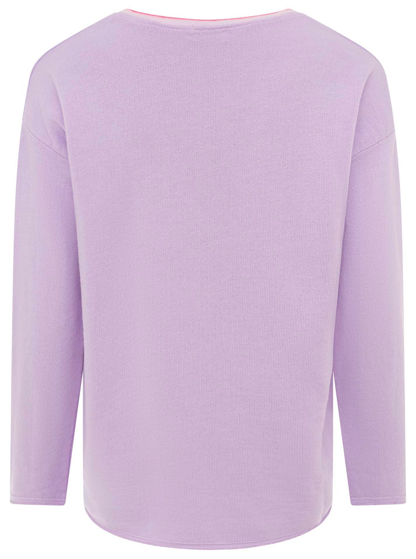 Zwillingsherz Sweatshirt „Positive Mind Neon Kante” mit Kontrastnaht, V-Neck, washed out Optik, langarm – Bild 4 von 5