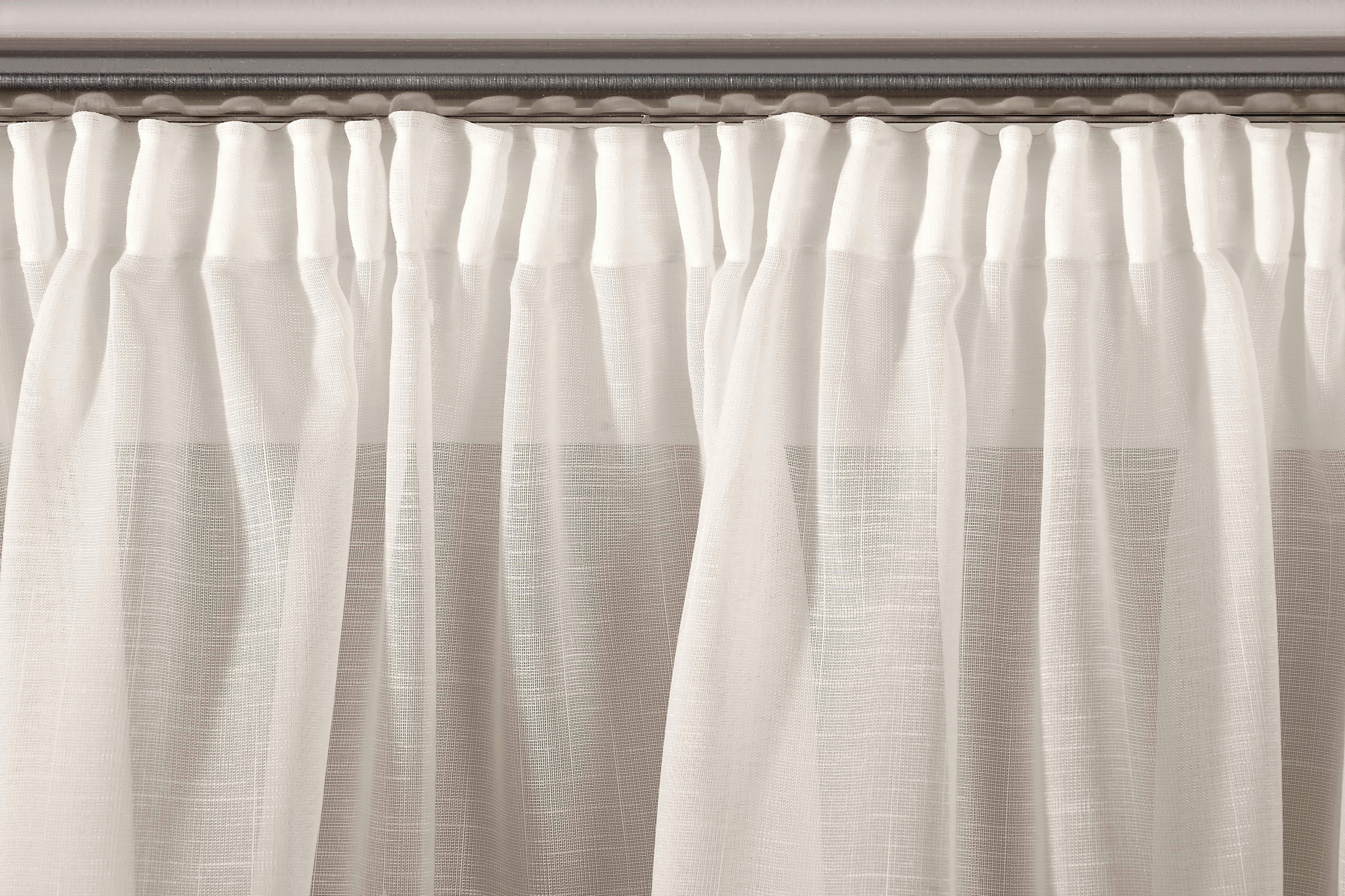 Creme, mit Voile, Voile St), Gardine Kräuselband Store Effekt (1 halbtransparent, DecoHome24,