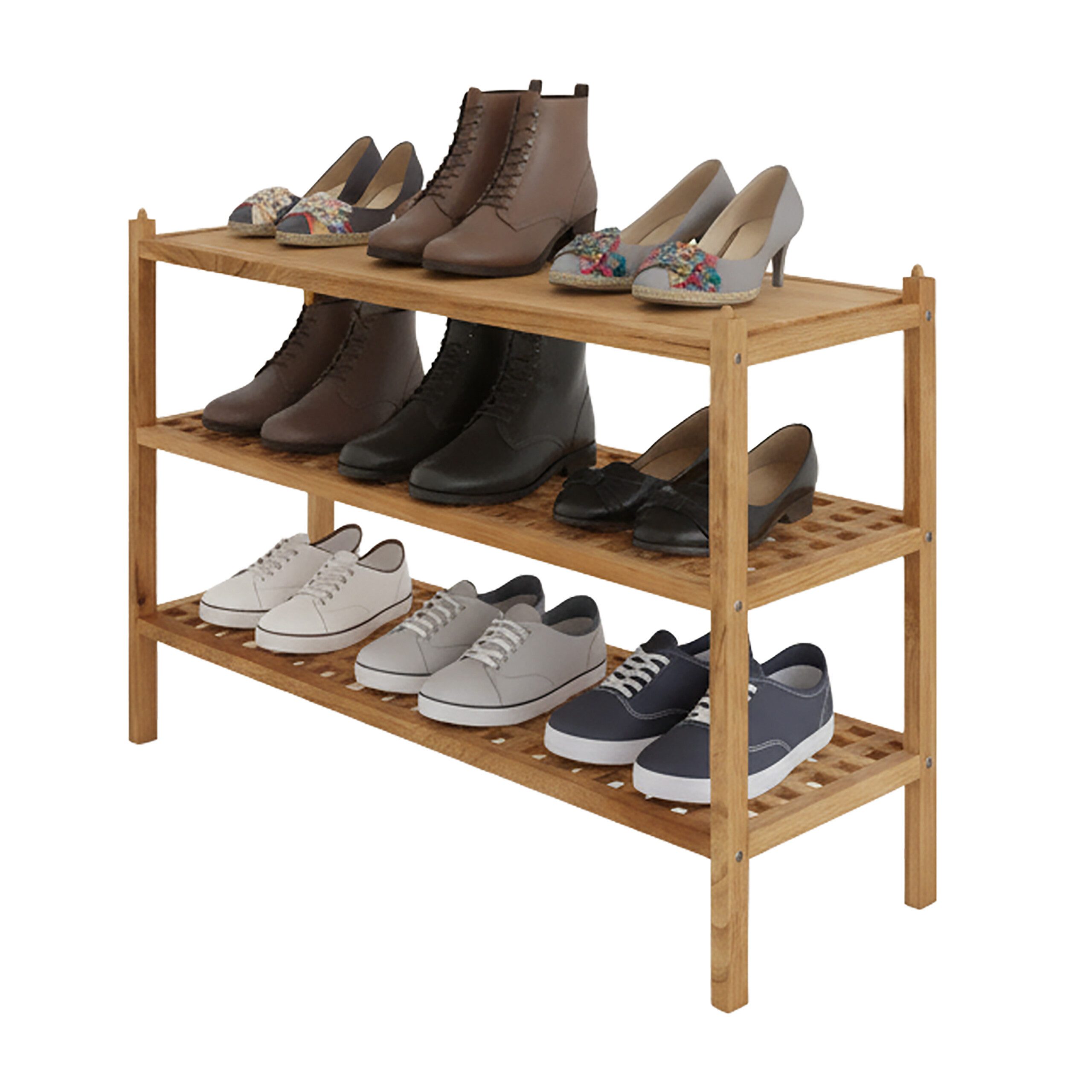relaxdays Schuhregal aus Walnuss mit 3 Ebene günstig online kaufen
