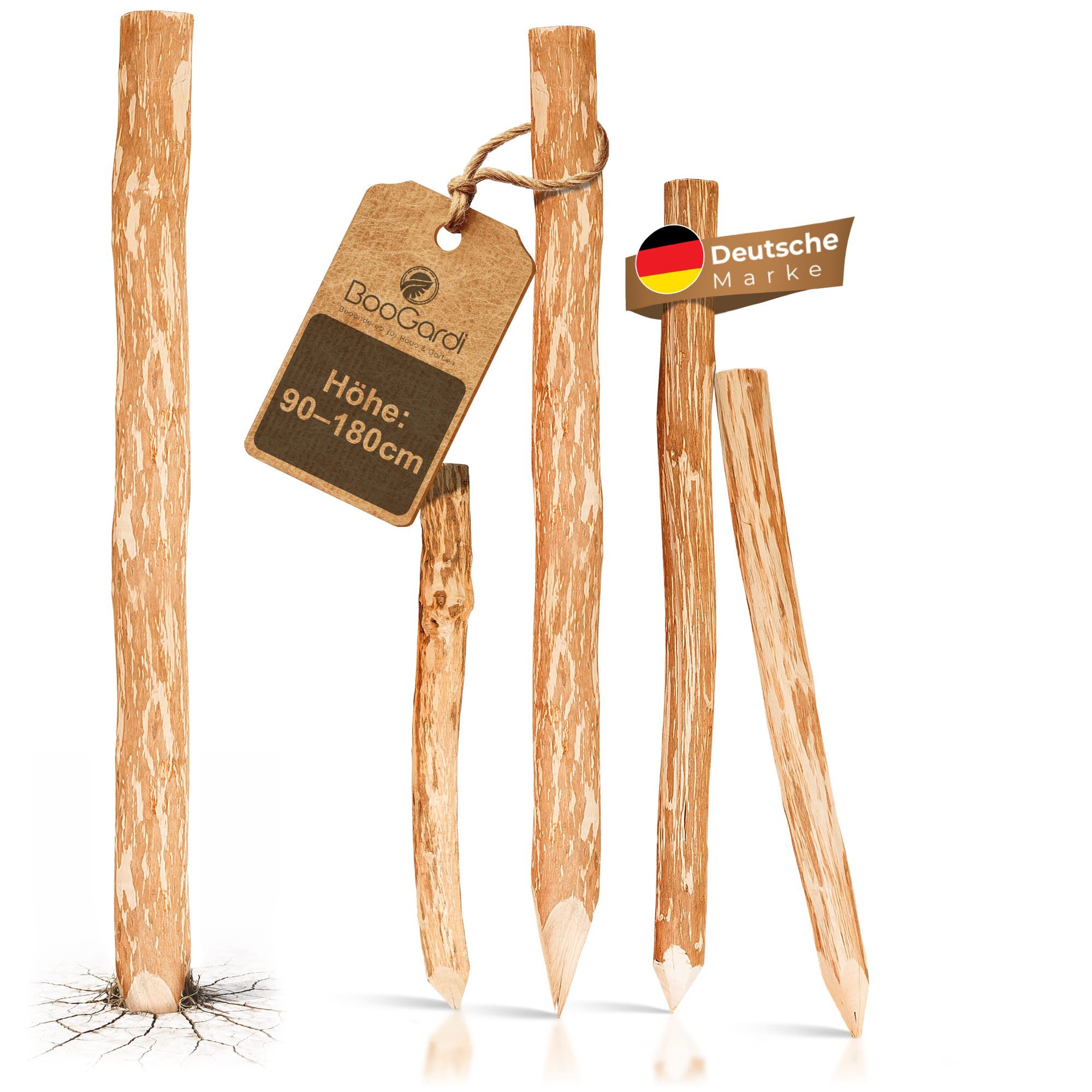 BooGardi Zaunpfosten Zaunpfahl Haselnuss, (Baumpfahl spitz 90cm 5er Set · v günstig online kaufen