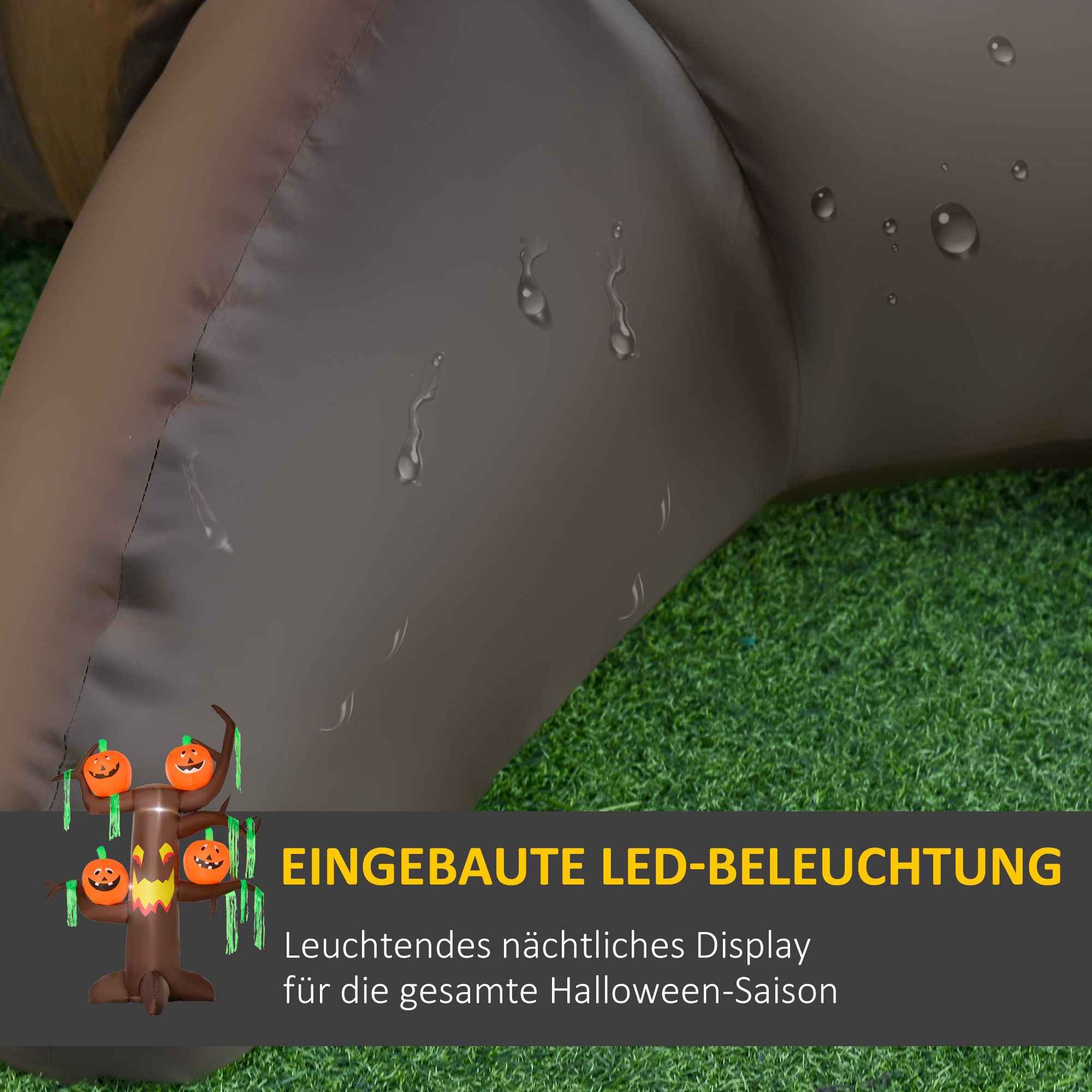HOMCOM LED-Dekofigur Kürbis Figur Luftfigur mit LED Beleuchtung (Halloween-Deko, 1 St., Aufblasbarer Spukbaum), Polyester, 180 x 80 x 240cm – Bild 4 von 5