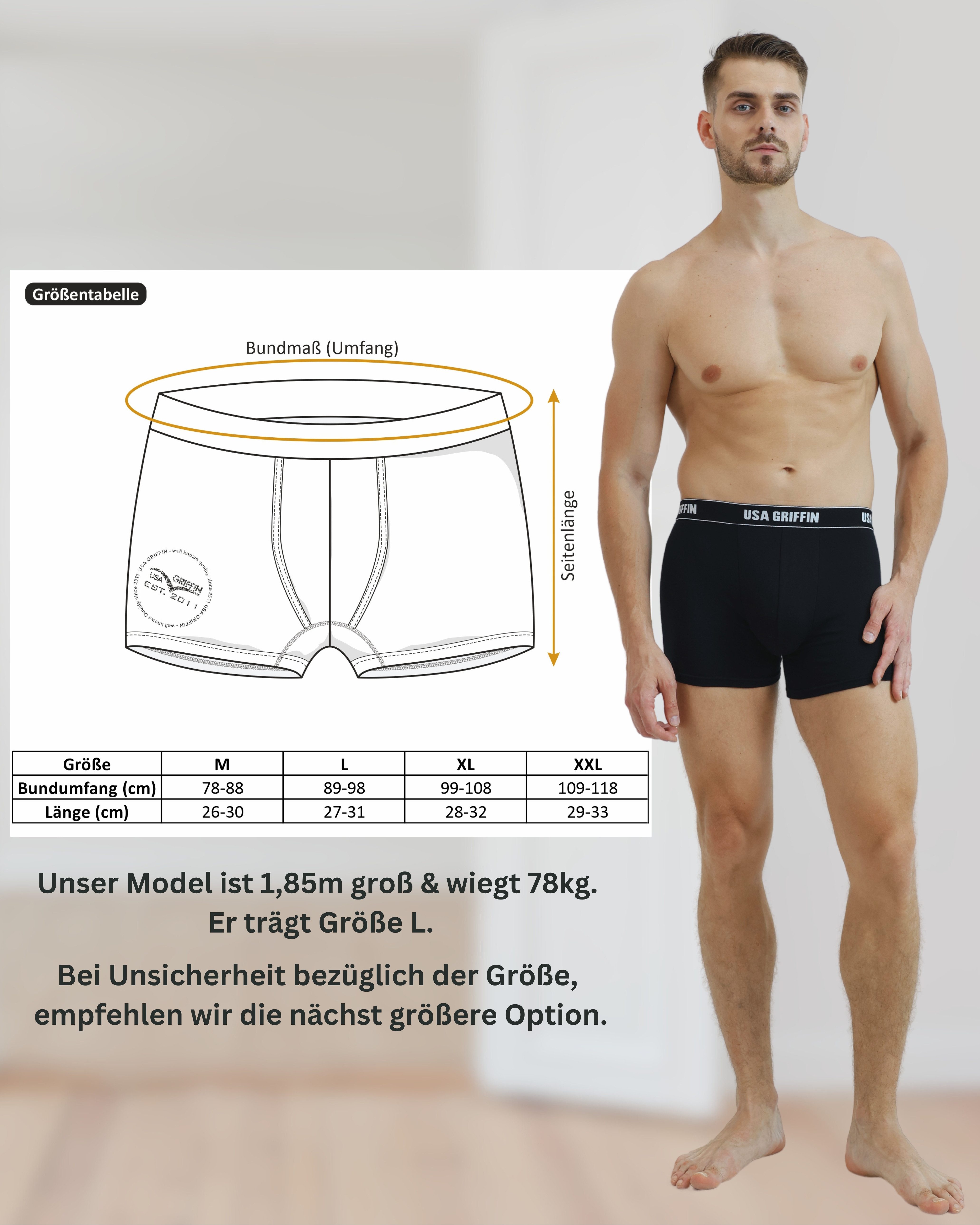 USA Griffin Boxershorts Herren Unterhosen (SET, 3er Pack) Stretchmaterial – Bild 5 von 5