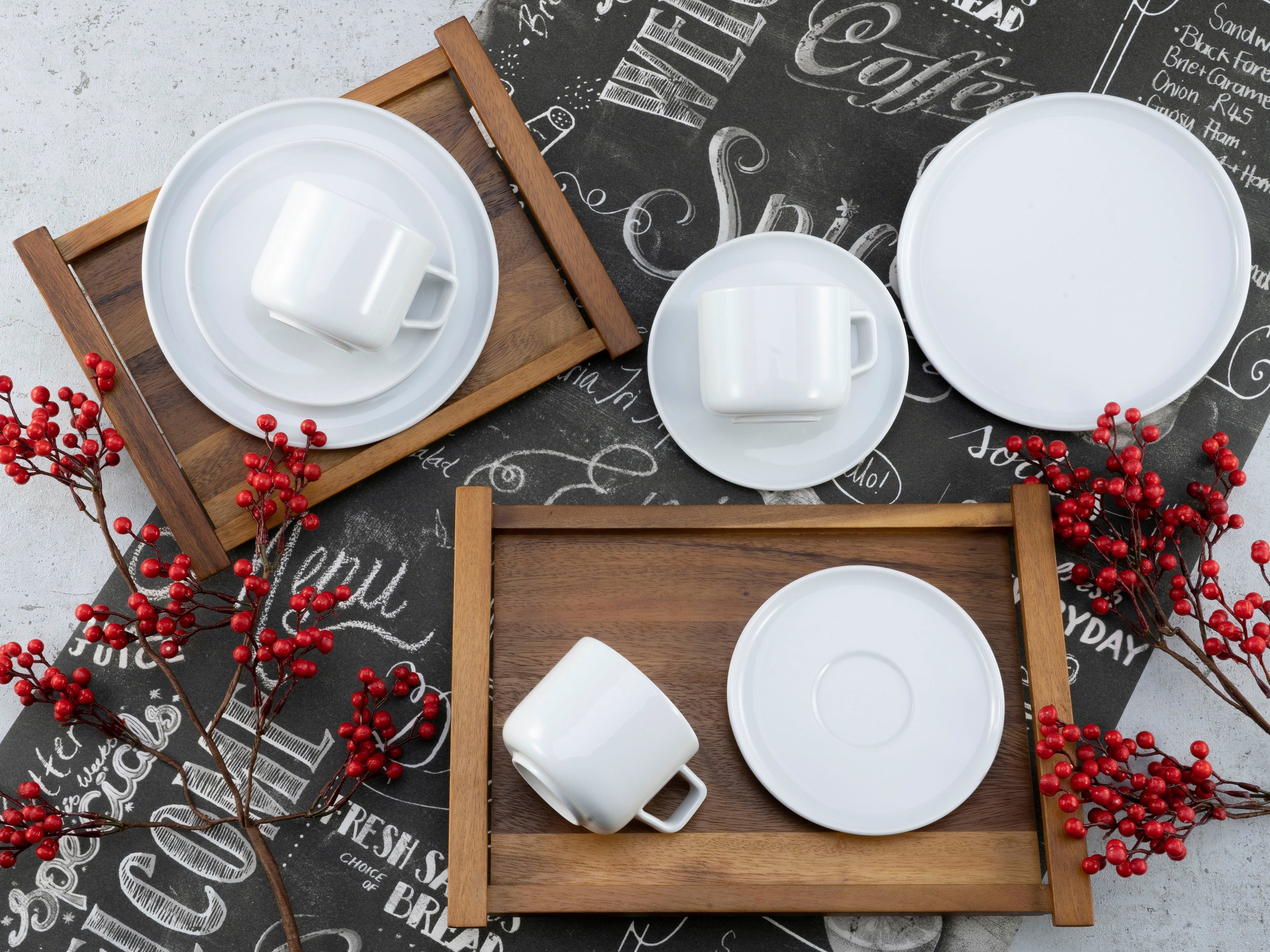 CreaTable Kaffeeservice Chef Collection (18-tlg), 6 Personen, Porzellan, Service, nordisches Design, 18 Teile, für 6 Personen