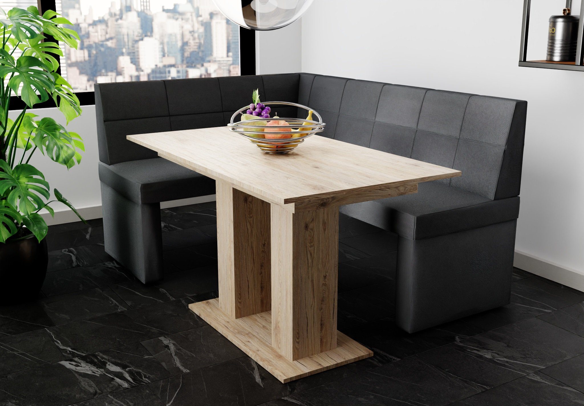 168x128cm mit ausziehbarer Sonoma, Größe Eckbankgruppe „BLAKE“ Tisch Eckbankgruppe Möbel Fun Tisch