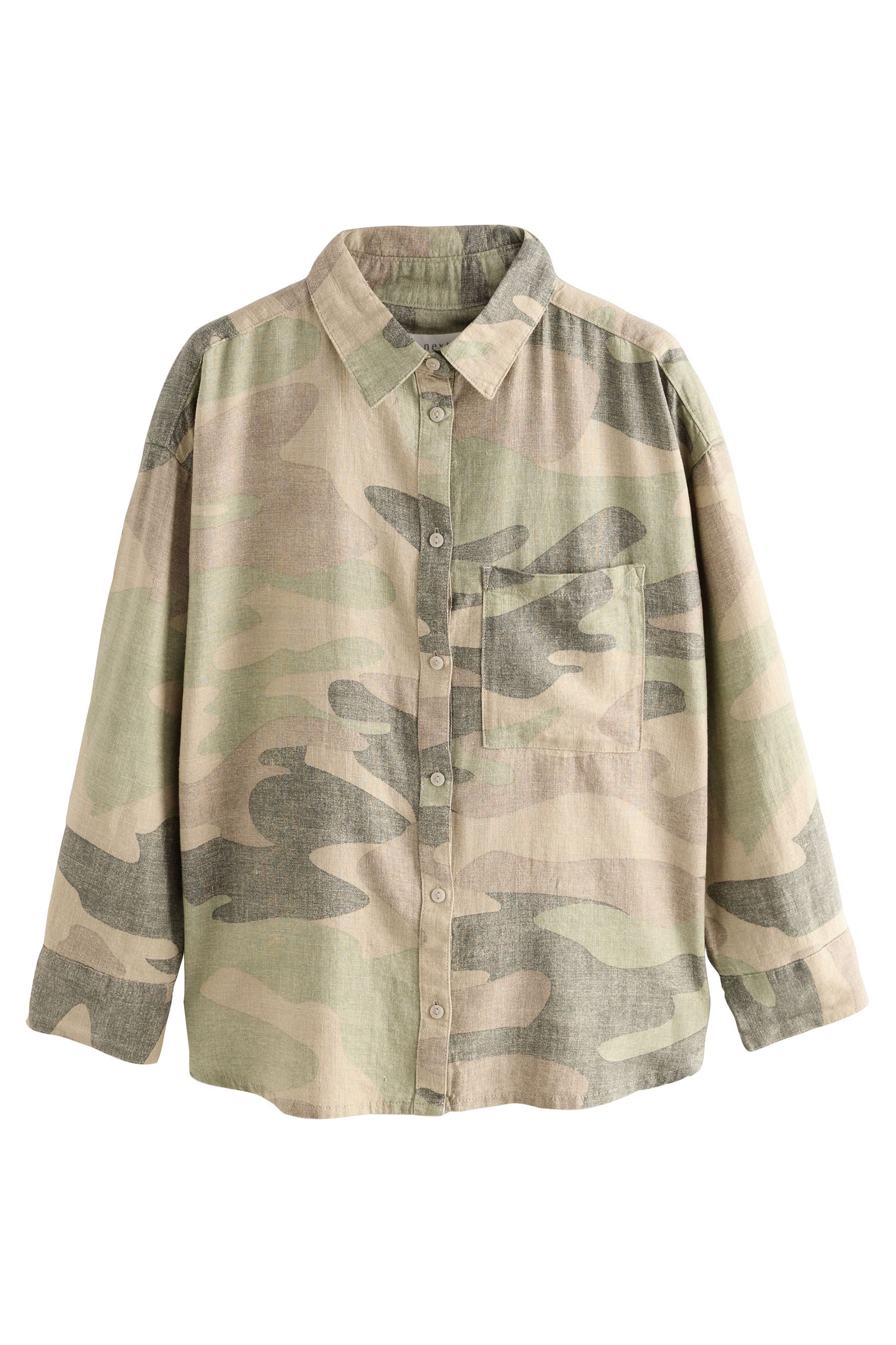 Next Langarmbluse Oversized Hemd aus Leinengemisch günstig online kaufen