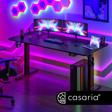 Casaria Schreibtisch, Höhenverstellbar Elektrisch 140x60cm LCD- Display Stahlgestell Büro