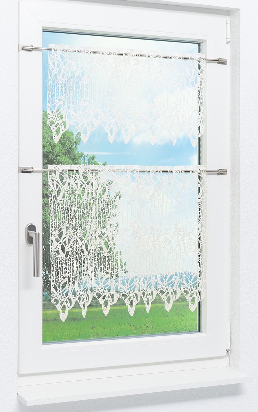 Plauener Spitze® Scheibengardine Arabeske (1 St), transparent, HxB 30x41.5cm – Bild 5 von 5