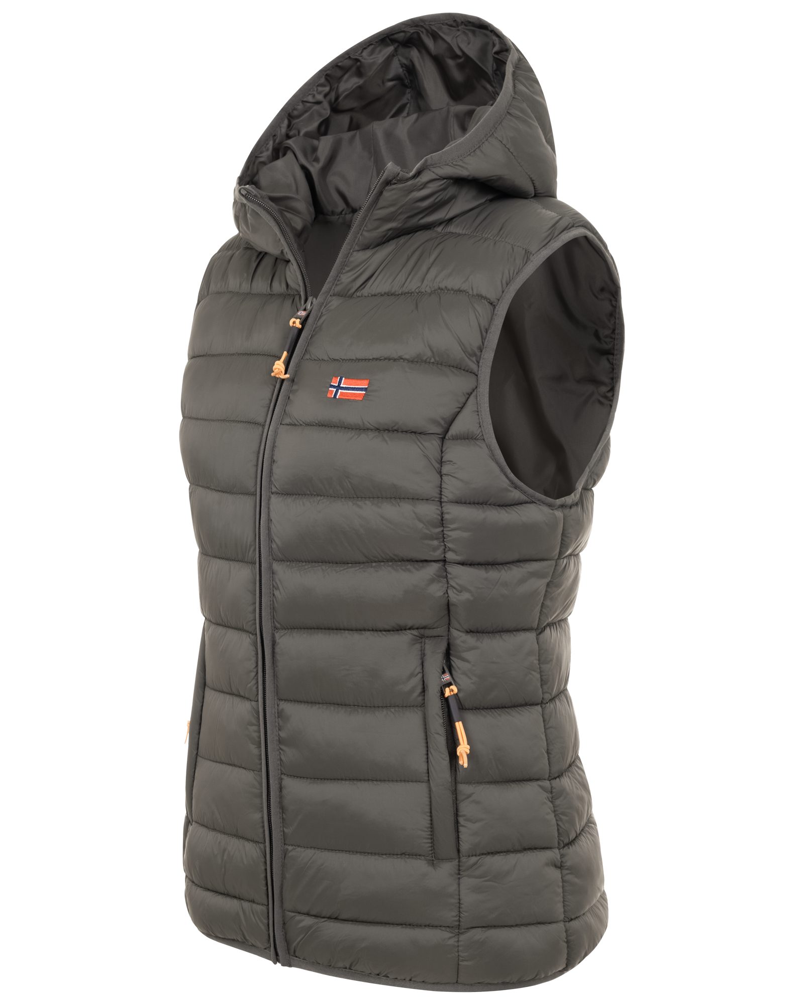 Geographical Norway Steppweste Damen Steppweste mit Kapuze Frühlings sportlich Übergangs Weste Herbst