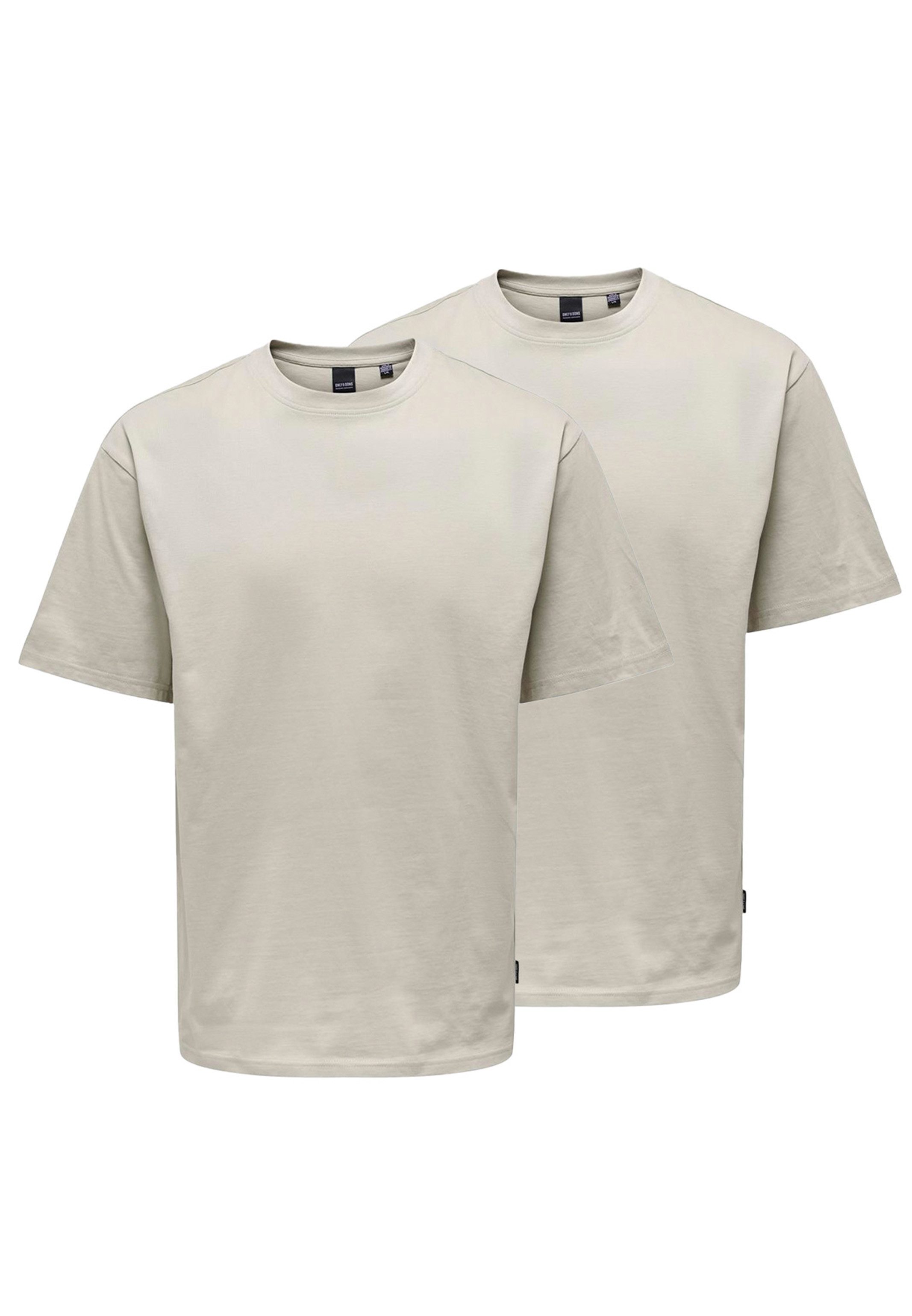 ONLY & SONS T-Shirt 2er Pack Onsfred (Spar-Set, 2-tlg) T-Shirt - Baumwolle - Atmungsaktiv - Locker geschnitten