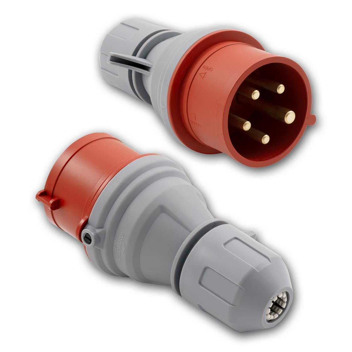 McPower CEE-Stecker CEE Stecker & Kupplung im Set, 16A 415V, IP44, rot