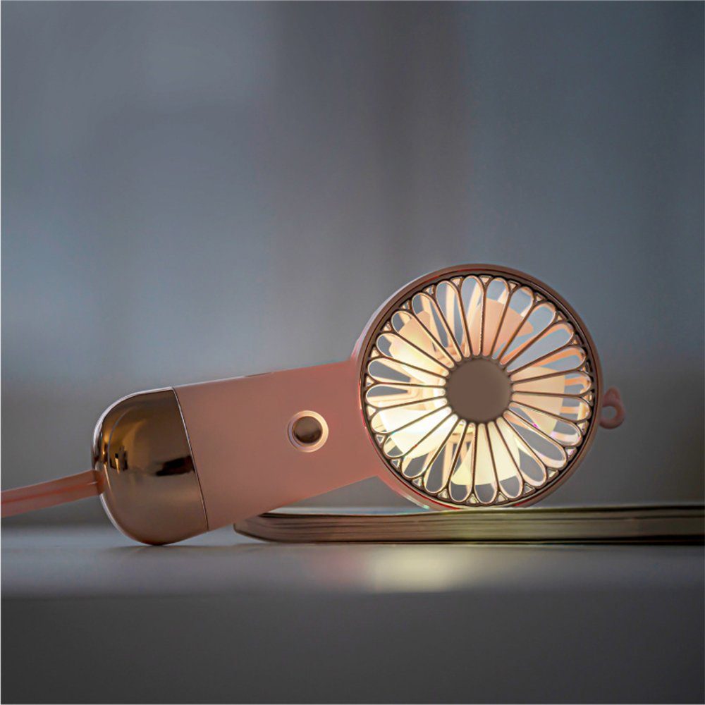 Rosa Lanyard Tragbarer Licht, YOCKTECH Taschenventilator mit Ventilator, mit 500mAh LED Handventilator Handventilator USB Wiederaufladbarer Mini