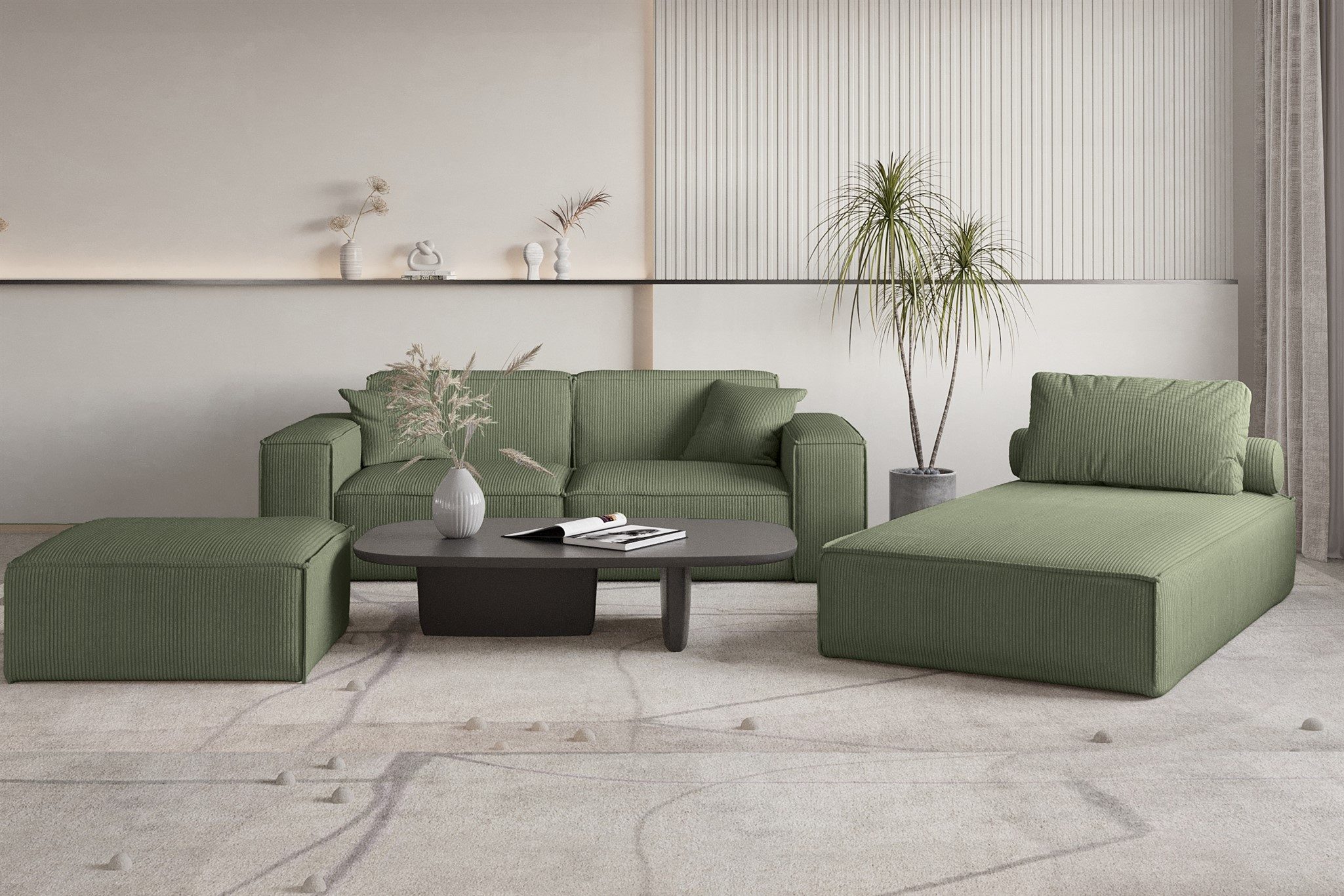 Fun Möbel Polsterhocker Designerhocker CELES PREMIUM 105x105 cm in Stoff (105x105x40 cm), In 3 verschiedenen Stoffen