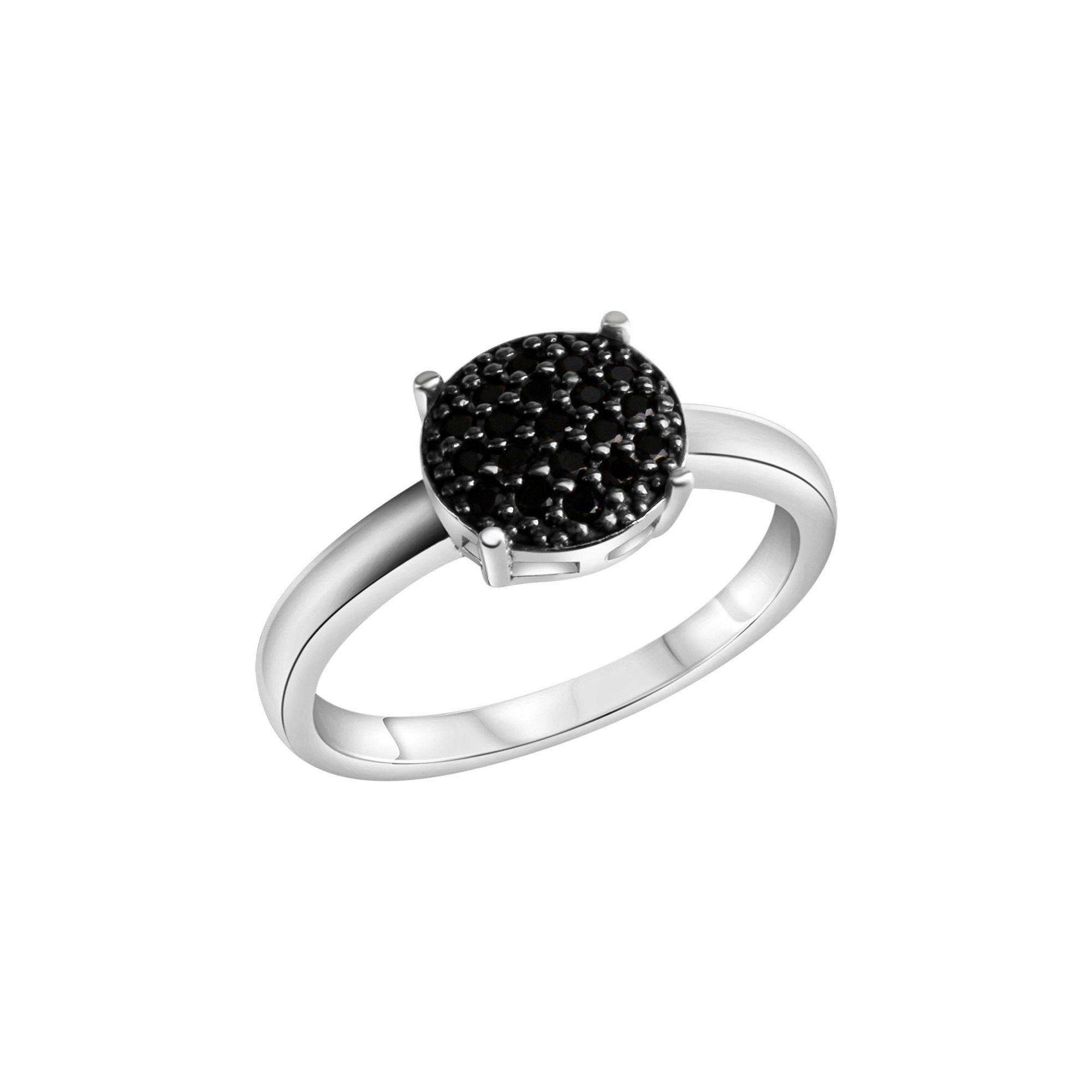 CELESTA Fingerring Silber 925 rhodiniert mit schwarzen Zirkonia-Steinen