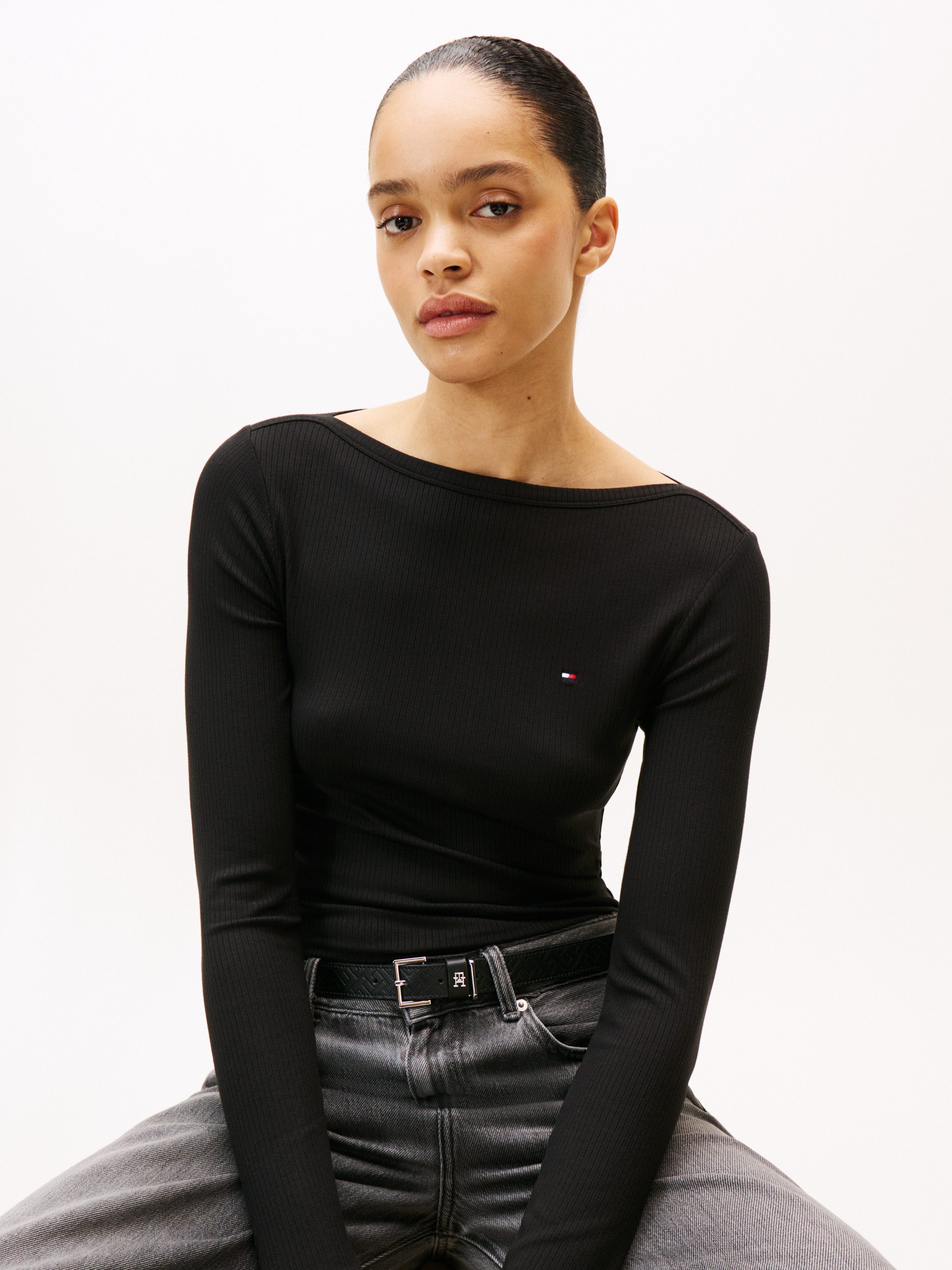 Tommy Hilfiger Langarmshirt SLIM 5X2 RIB günstig online kaufen