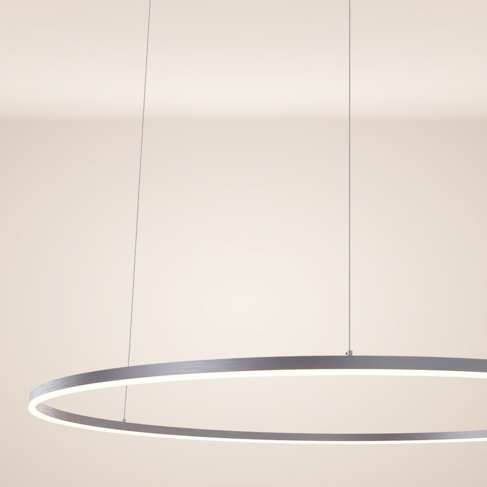 s.luce Pendelleuchte LED Hängeleuchte Ring 150 5m Aufhängung Alu-Gebürstet, Warmweiß