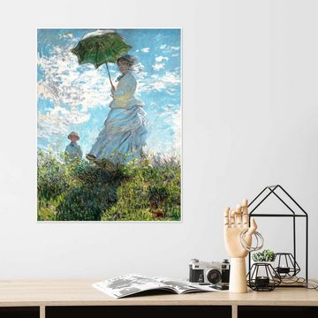 Posterlounge Poster Claude Monet, Frau mit Sonnenschirm – Madame Monet und ihr Sohn, Wohnzimmer Malerei