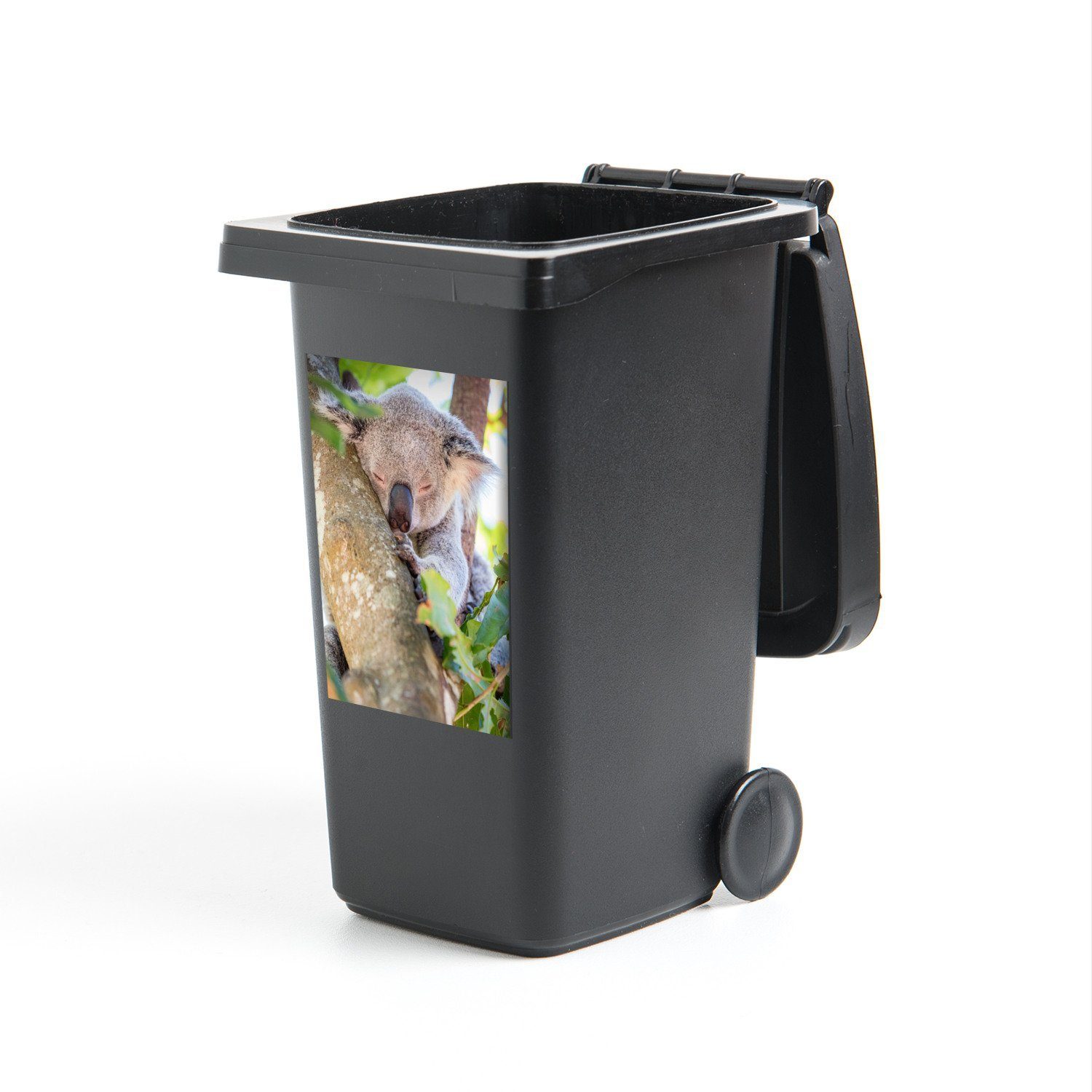 Mülleimer-aufkleber, St), Abfalbehälter Koala (1 - Mülltonne, MuchoWow Baum Sticker, - Container, Blätter Wandsticker