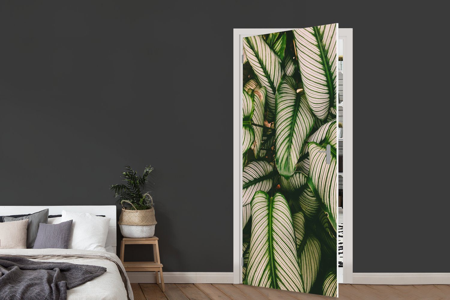 MuchoWow Türtapete Tür, (1 75x205 Türaufkleber, - Matt, Blätter St), Pflanze Fototapete Grün, - cm bedruckt, für