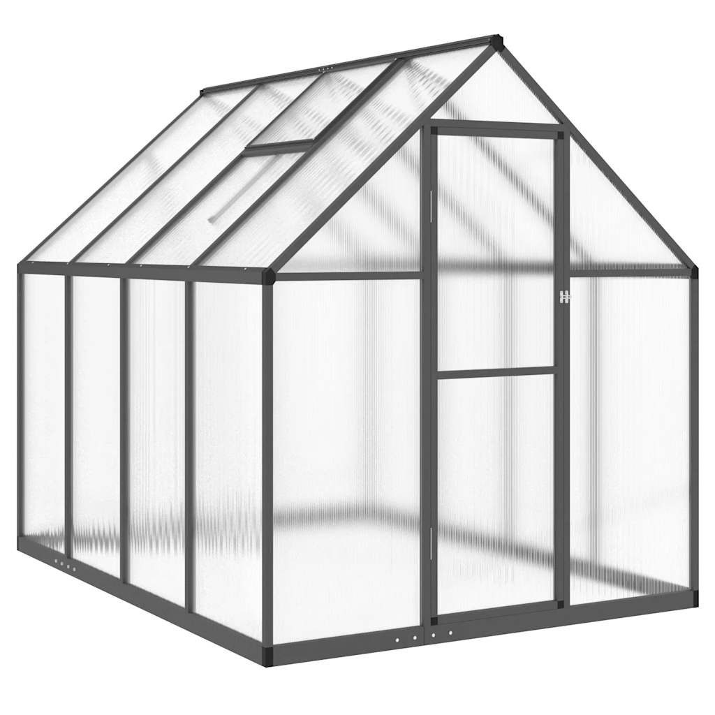 Thumbnail - vidaXL Gewächshaus, Gewächshaus mit Fundamentrahmen Anthrazit 224x169x195 cm Alu