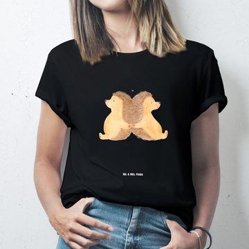 Mr. & Mrs. Panda T-Shirt Igel händchenhaltend - Schwarz - Geschenk, Liebesgeschenk, Händchen h (1-tlg)