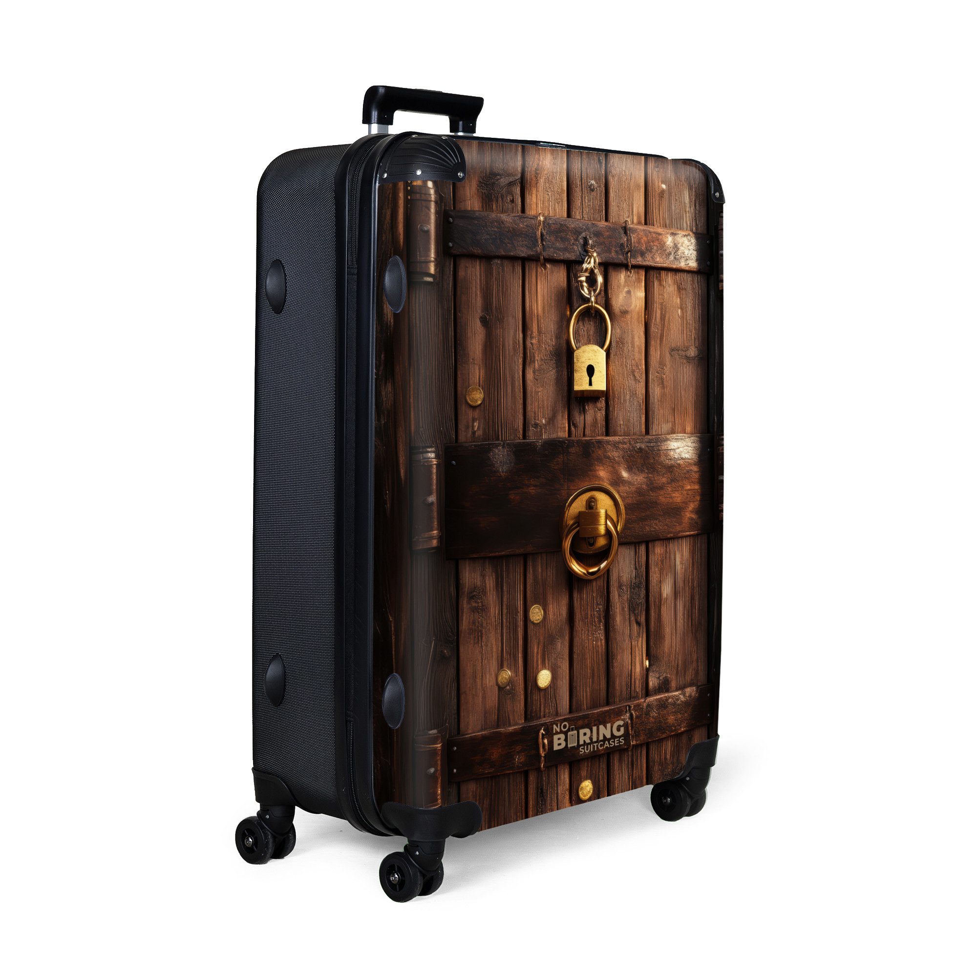 NoBoringSuitcases.com© Hartschalen-Trolley Goldschatz hinter Holztür verste günstig online kaufen