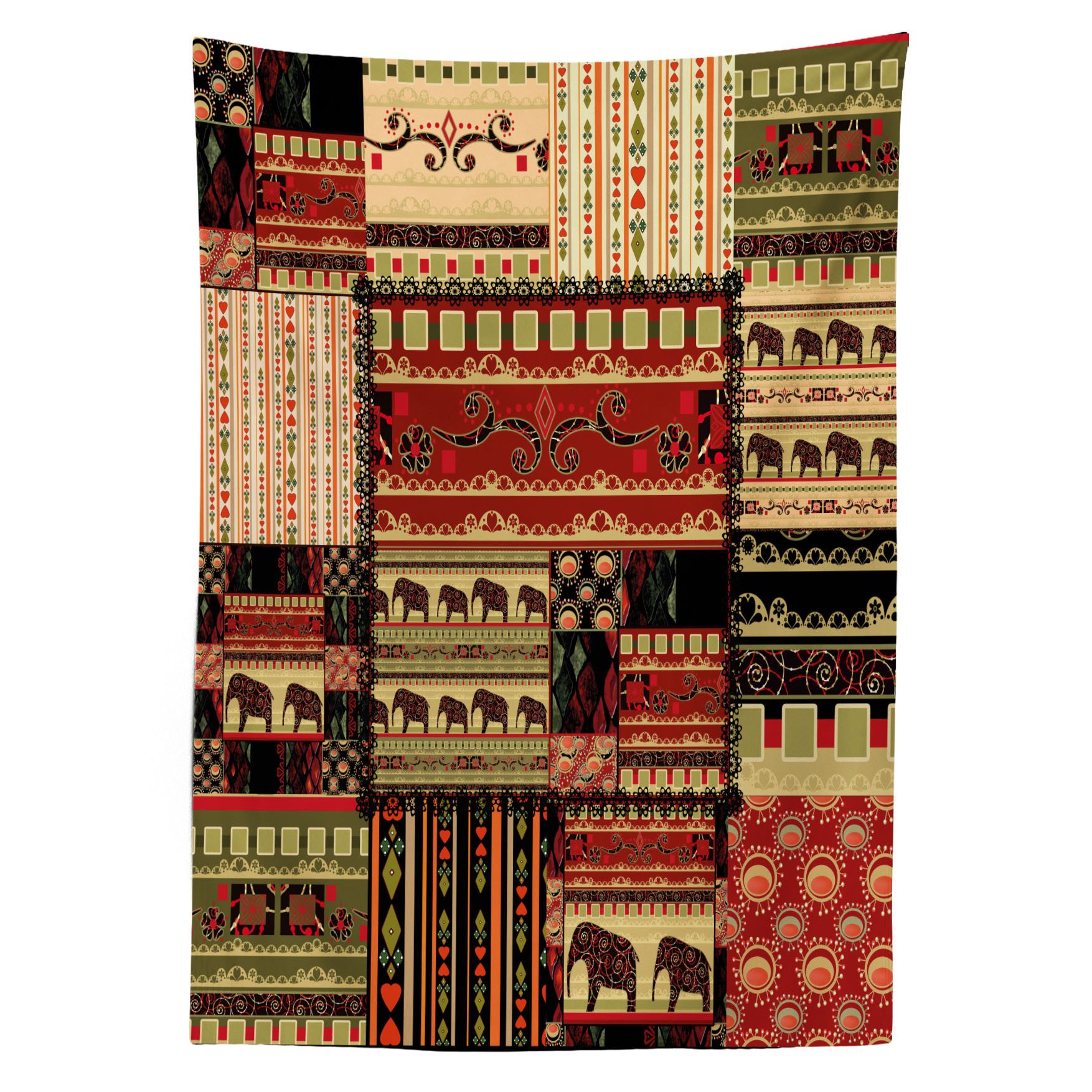 Abakuhaus Tischdecke Farbfest Waschbar Für den Außen Bereich geeignet Klare Farben, afrikanisch Patchwork Stil Asiatische