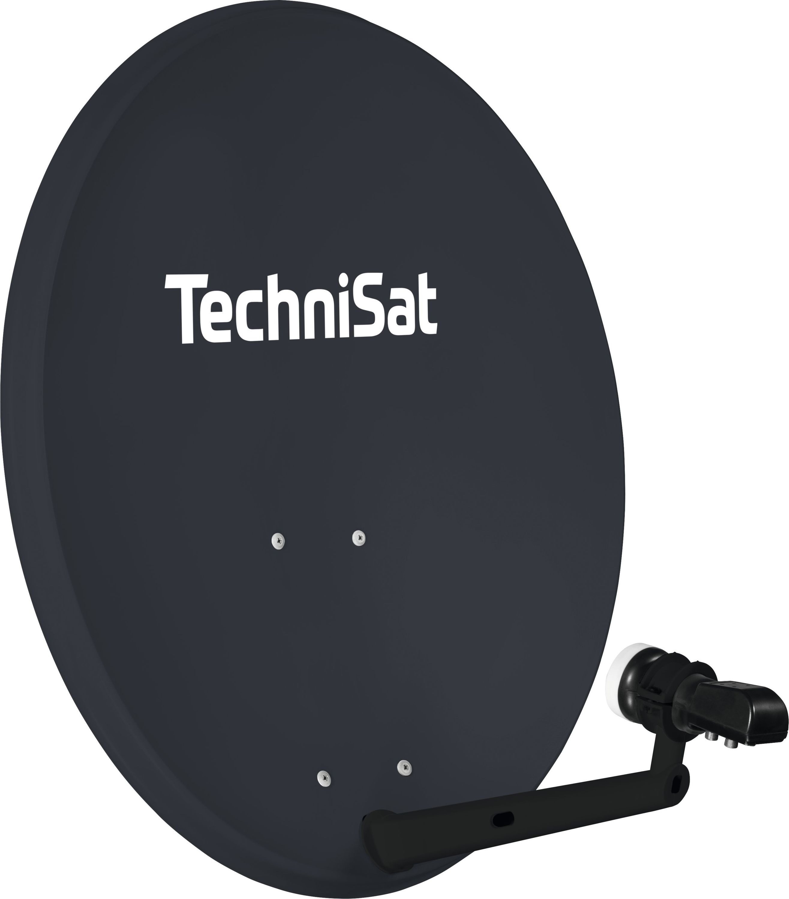 TechniSat TECHNITENNE 70 mit Quattro-Switch-LNB Sat-Spiegel (70 cm, Stahl, Quattro-Switch-LNB für 4 Teilnehmer, Ultra-HD, inkl. Masthalterung)
