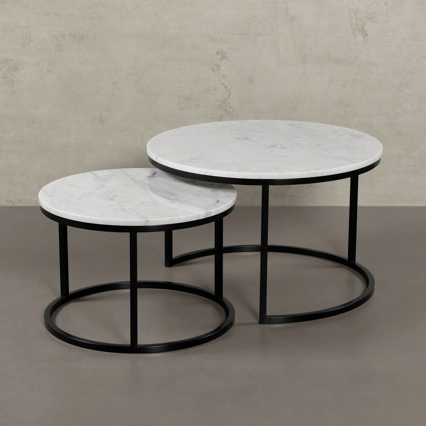 MAGNA Atelier Satztisch OSLO mit Marmor Tischplatte, Couchtisch-Set, Naturstein, nachhaltig, 76x45cm & 61x40cm