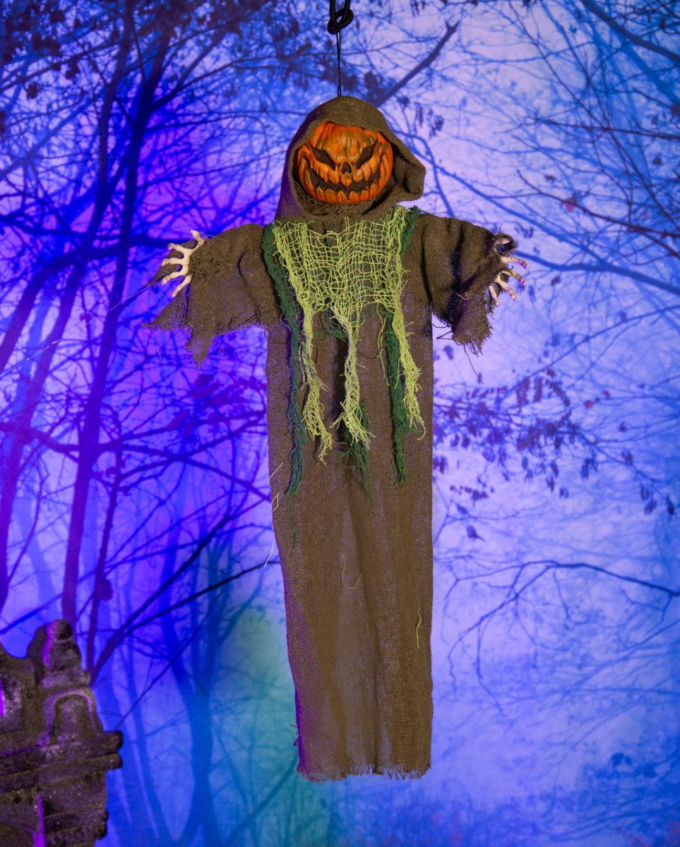 Horror-Shop Dekoobjekt Scary Pumpkin Man mit Gruselgesicht als Hängefigur günstig online kaufen