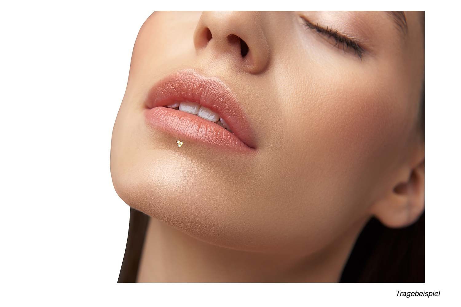 PIERCINGLINE Piercing-Set PTFE Labret mit Innengewinde + Titan-Aufsatz KRISTALLBLUME (Labrets, 1-tlg)