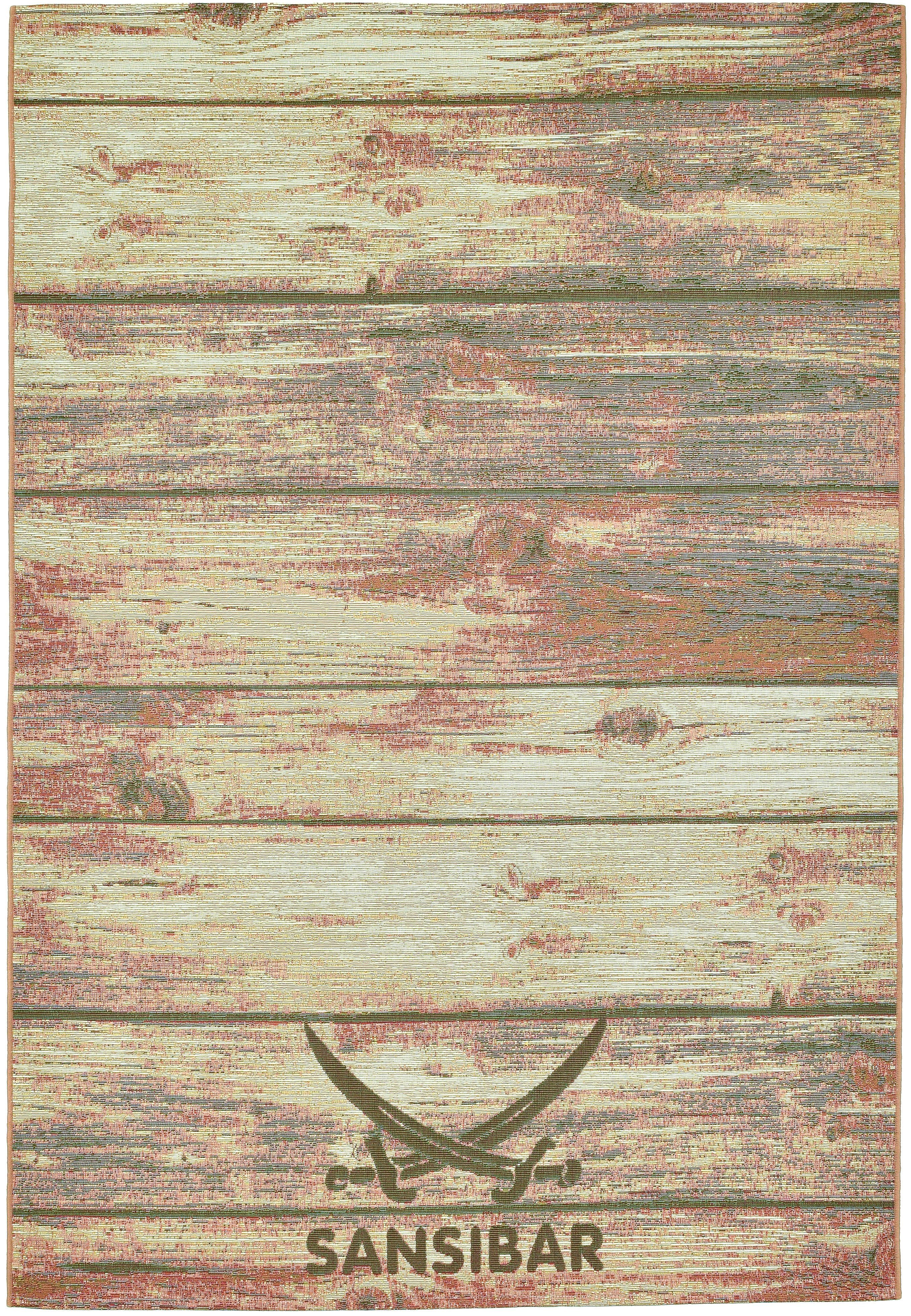 Sansibar Teppich Rantum Beach SA-029, rechteckig, Höhe: 5 mm, Flachgewebe, modernes Design, Motiv Holzdielen, In- & Outdoor geeignet