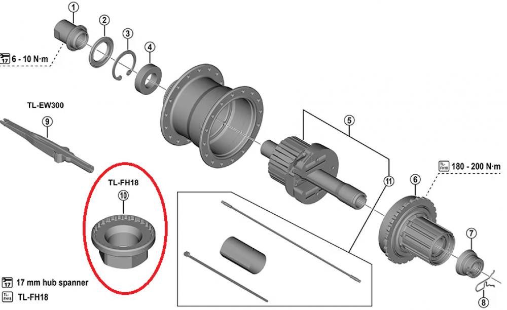 Shimano Fahrradwerkzeugset Shimano Werkstatt-Werkzeug TL-FH18 Freilaufkörper-Aufbau-Demontage gee