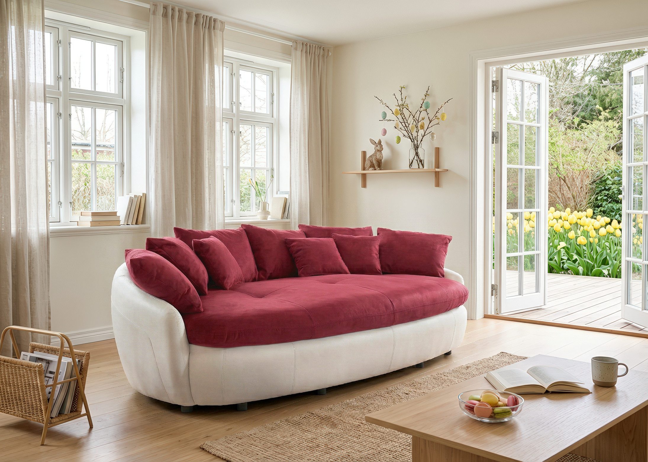 COTTA Big-Sofa Aruba, gemütliches Megasofa in XXL in organischer Form mit vielen Kissen