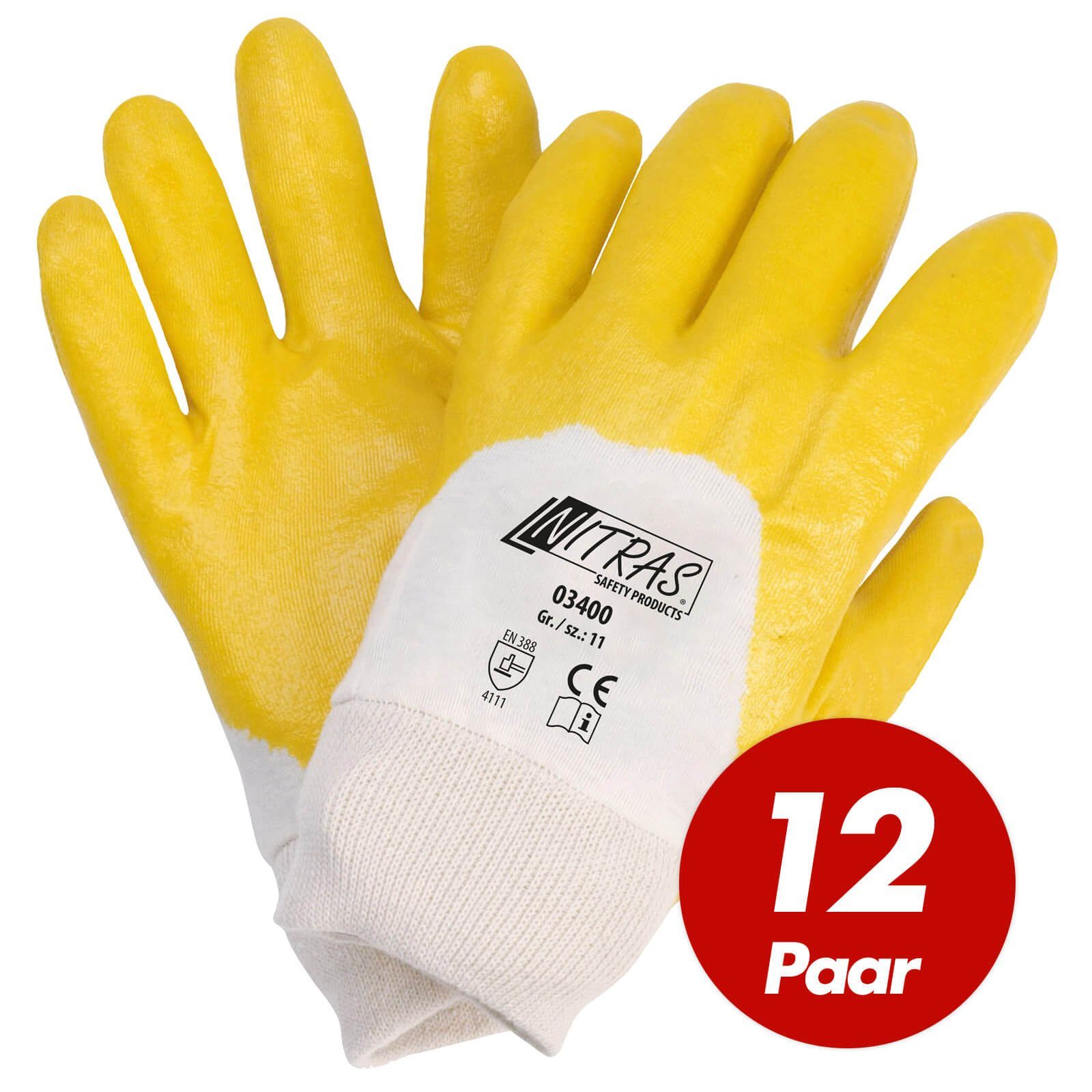 Nitras Nitril-Handschuhe NITRAS 03400 Nitrilhandschuhe, Arbeitshandschuhe - VPE 12 Paar (Spar-Set)