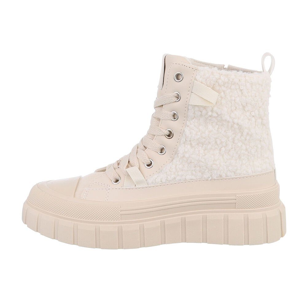 Keilabsatz/Wedge High-Top High Beige Ital-Design Freizeit Sneakers Sneakerboots Damen in