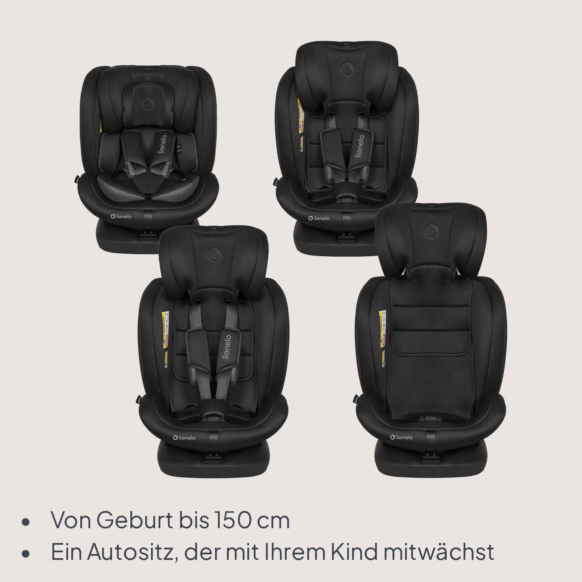 lionelo Autokindersitz BASTIAAN I-SIZE, ab: ab Geburt, bis: bis 12 Jahre, ab: 40,00 cm, bis: 150,00 cm, (Set), i-Size / 0-36 kg / Isofix + Top Tether