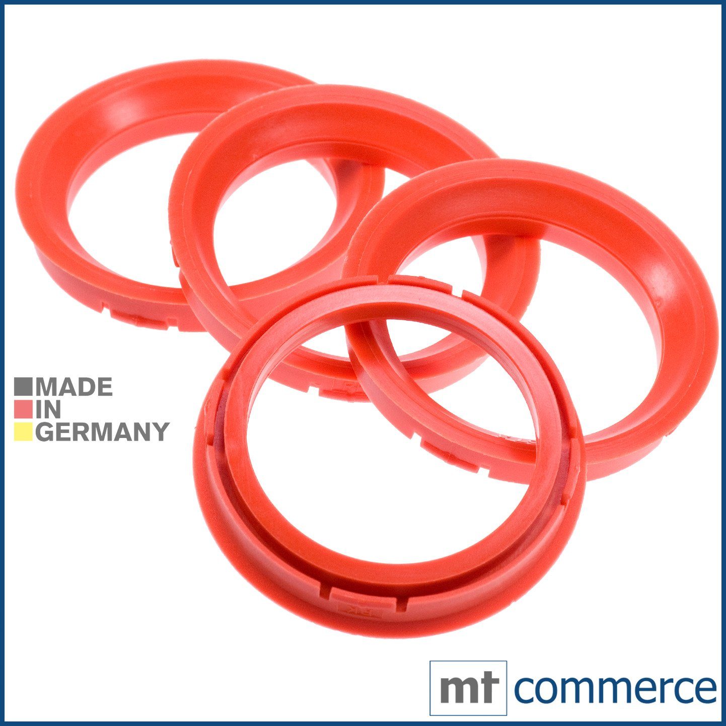BRANDT AUTOMOTIVE Reifenstift 4X Zentrierringe rot Felgen Ringe Made in Germany, Maße: 73,0 x 57,1 mm