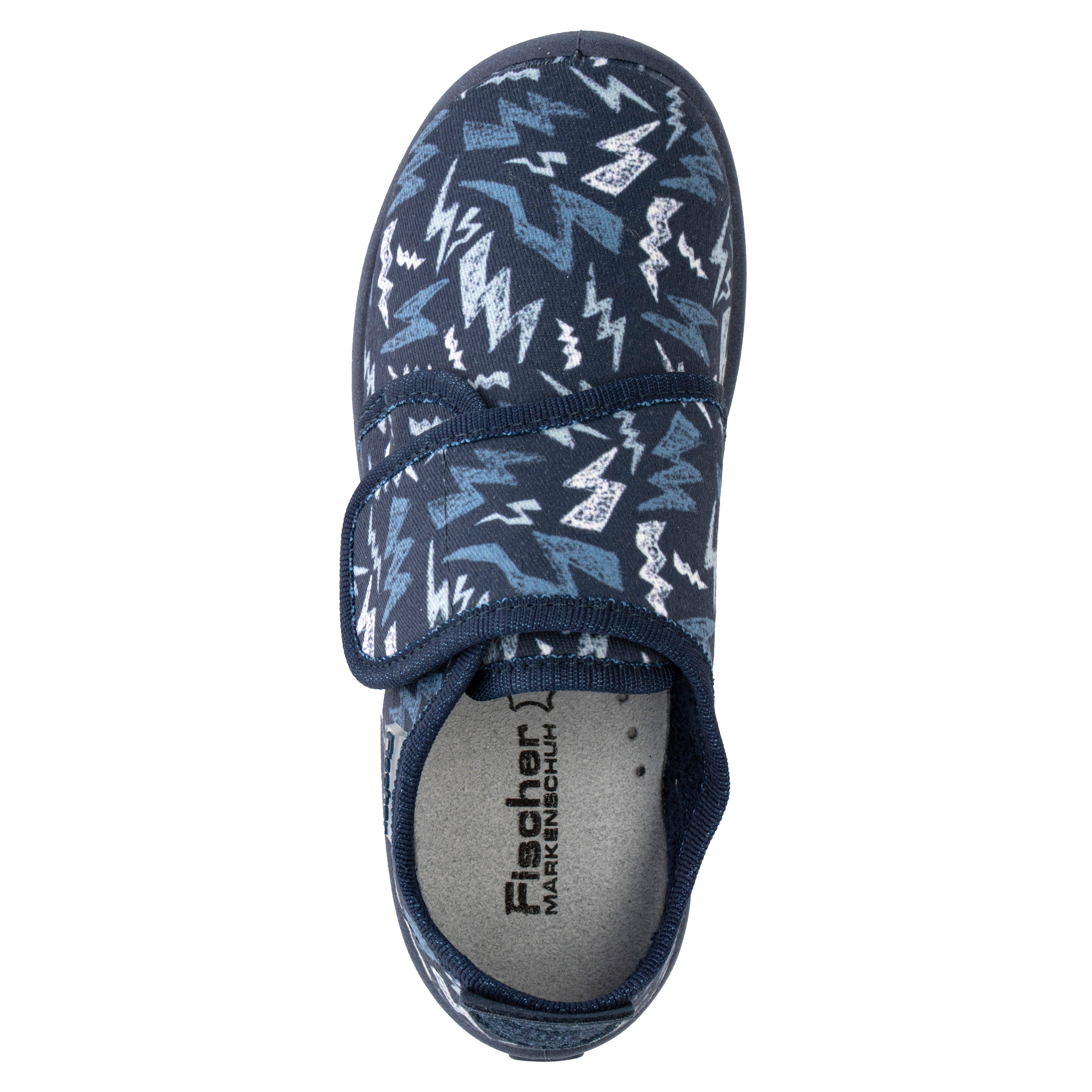 Fischer-Markenschuh Softer Hausschuh für Kinder, aus Baumwolle, mit Frotteefutter, Klettverschluss – Bild 3 von 5