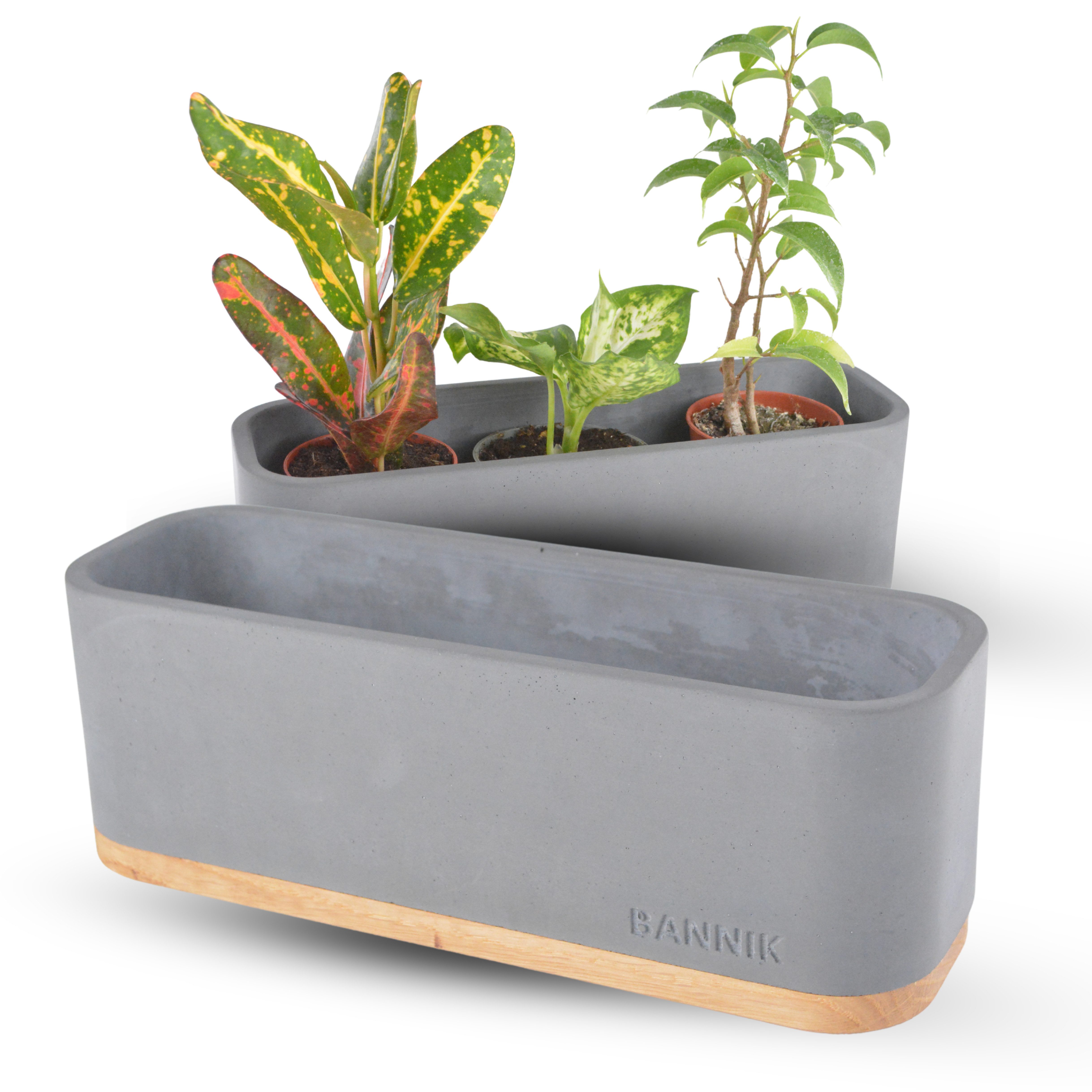 Blumentopf aus Beton und Holz - handgefertigt - Pflanztopf modern