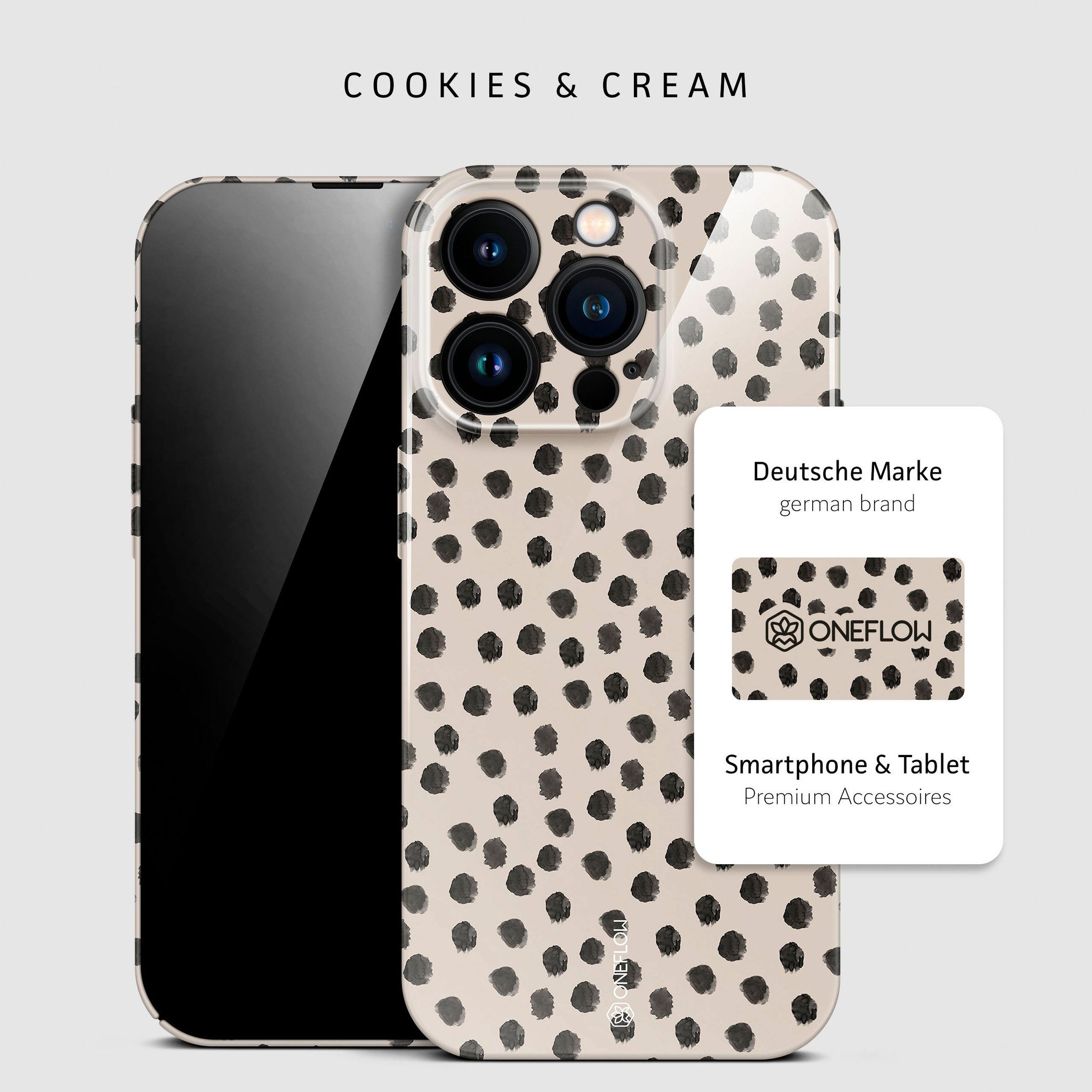 ONEFLOW Handyhülle für iPhone 15 Pro Splash Cover Creme Beige Punkte 6,1 Zoll, Hülle mit Design Muster Designer Case Kameraschutz Handy Schutzhülle – Bild 5 von 5