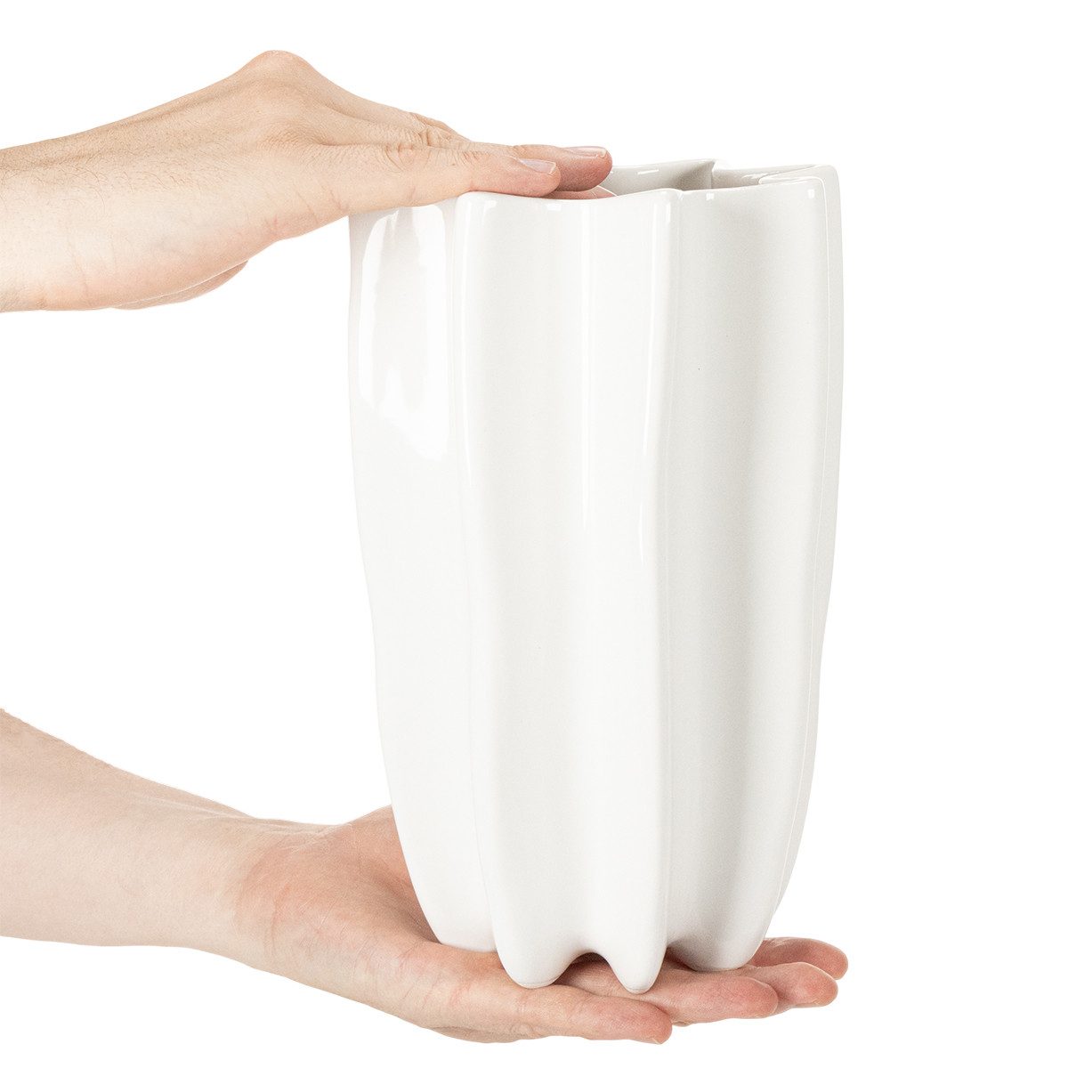Florists Products Übertopf Keramik Vase geriffelt für Trockenblumen dekorativer Blickfang